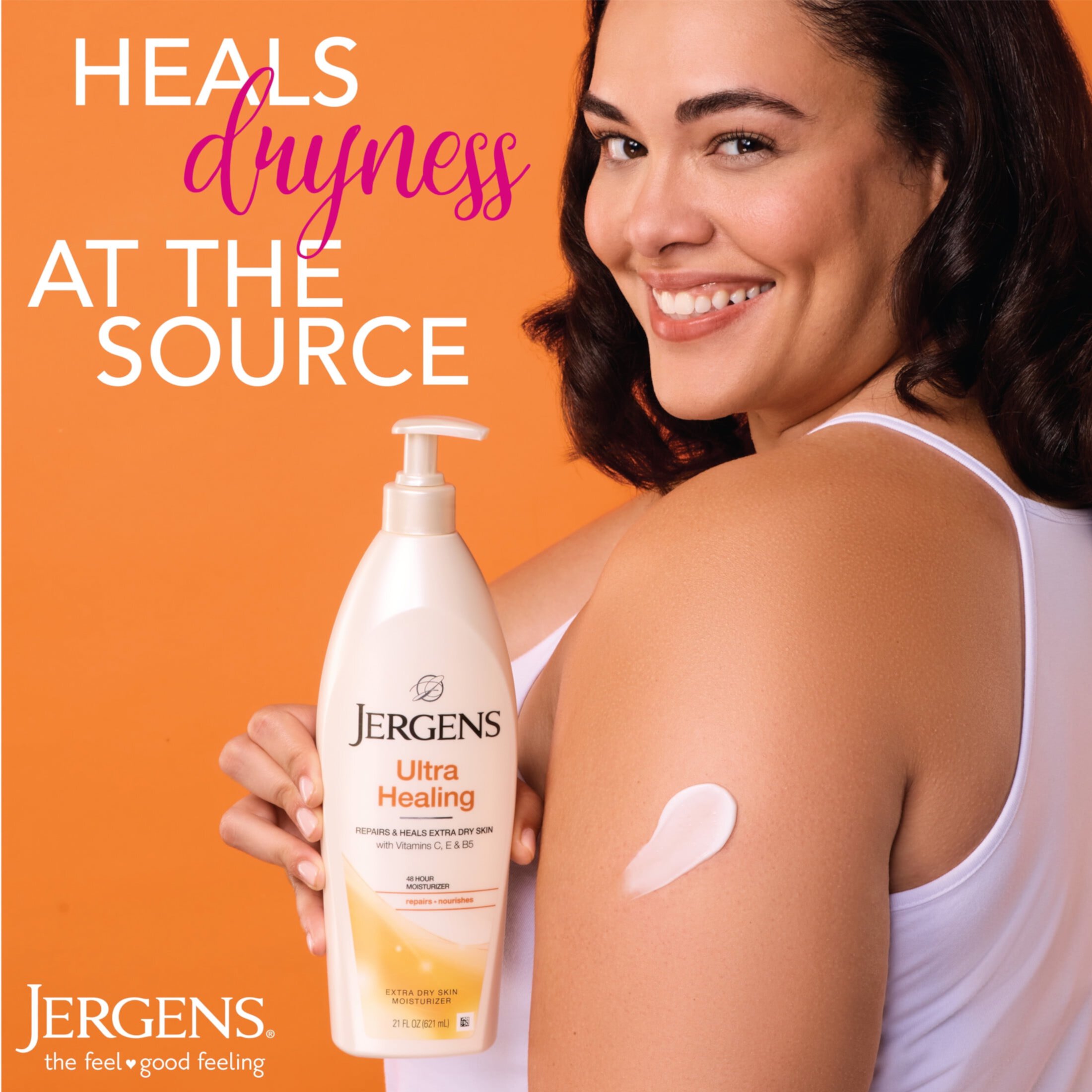 Jergens Ultra Healing Hand and Body Lotion Dry Skin Moisturizer, Vitamins C, E, B5, 2 oz Jergens