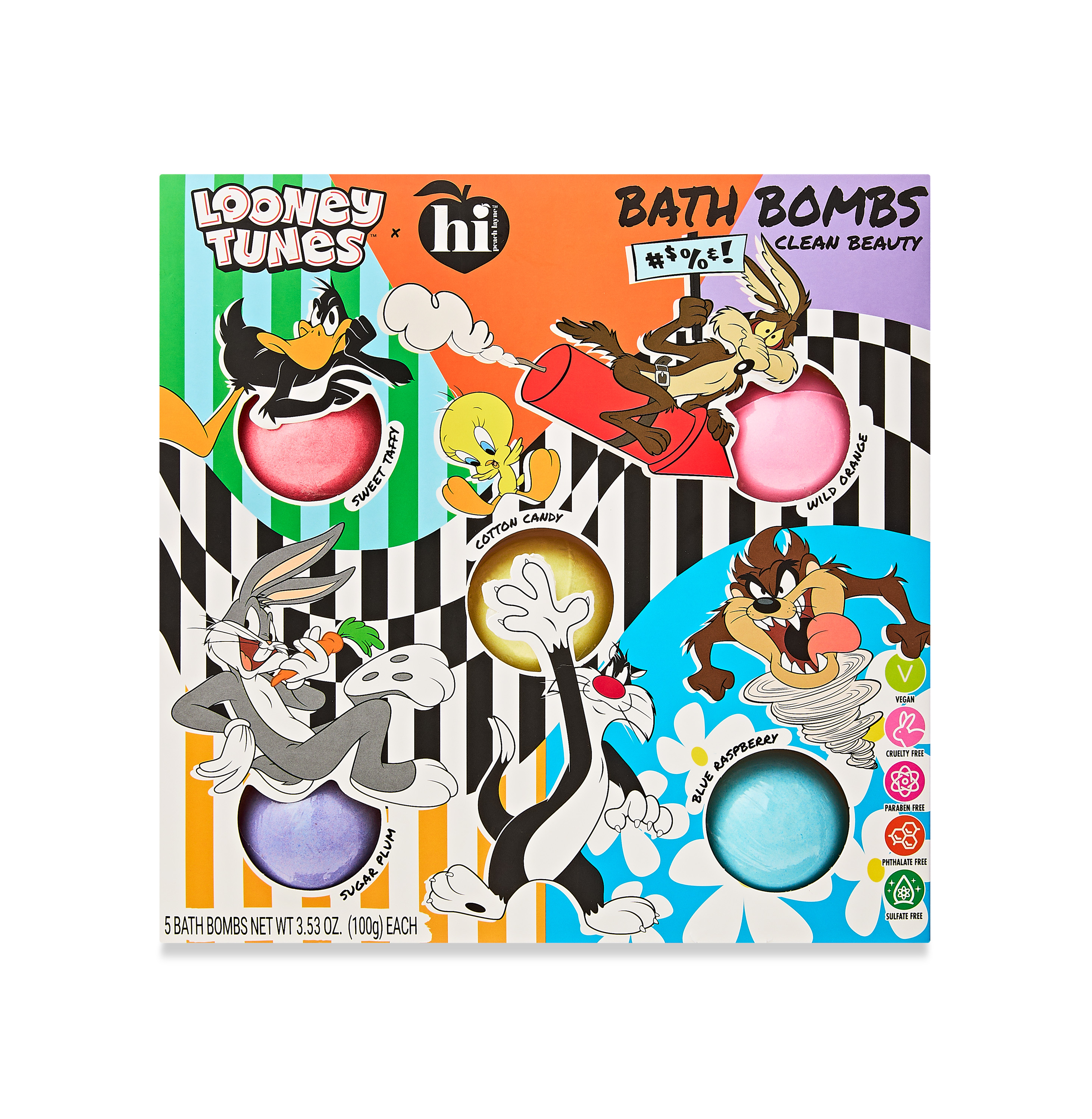 Hi Peach Layne X Looney Tunes 5-Piece Bath Bomb Set, 3.53 oz Each Hi Peach Layne