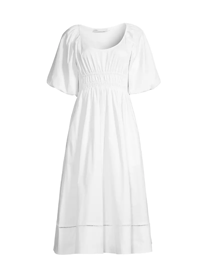 Smocked Cotton Midi-Dress Tory Burch