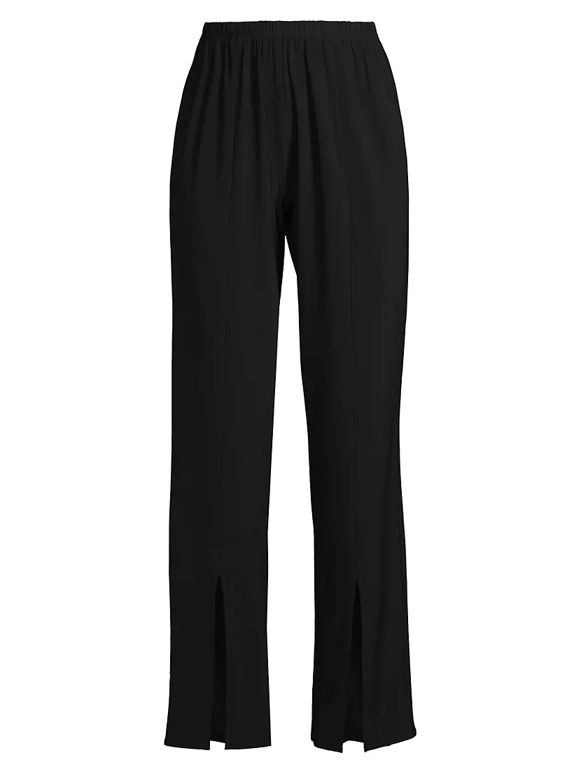 Stretch-Knit Split Hem Pants Caroline Rose