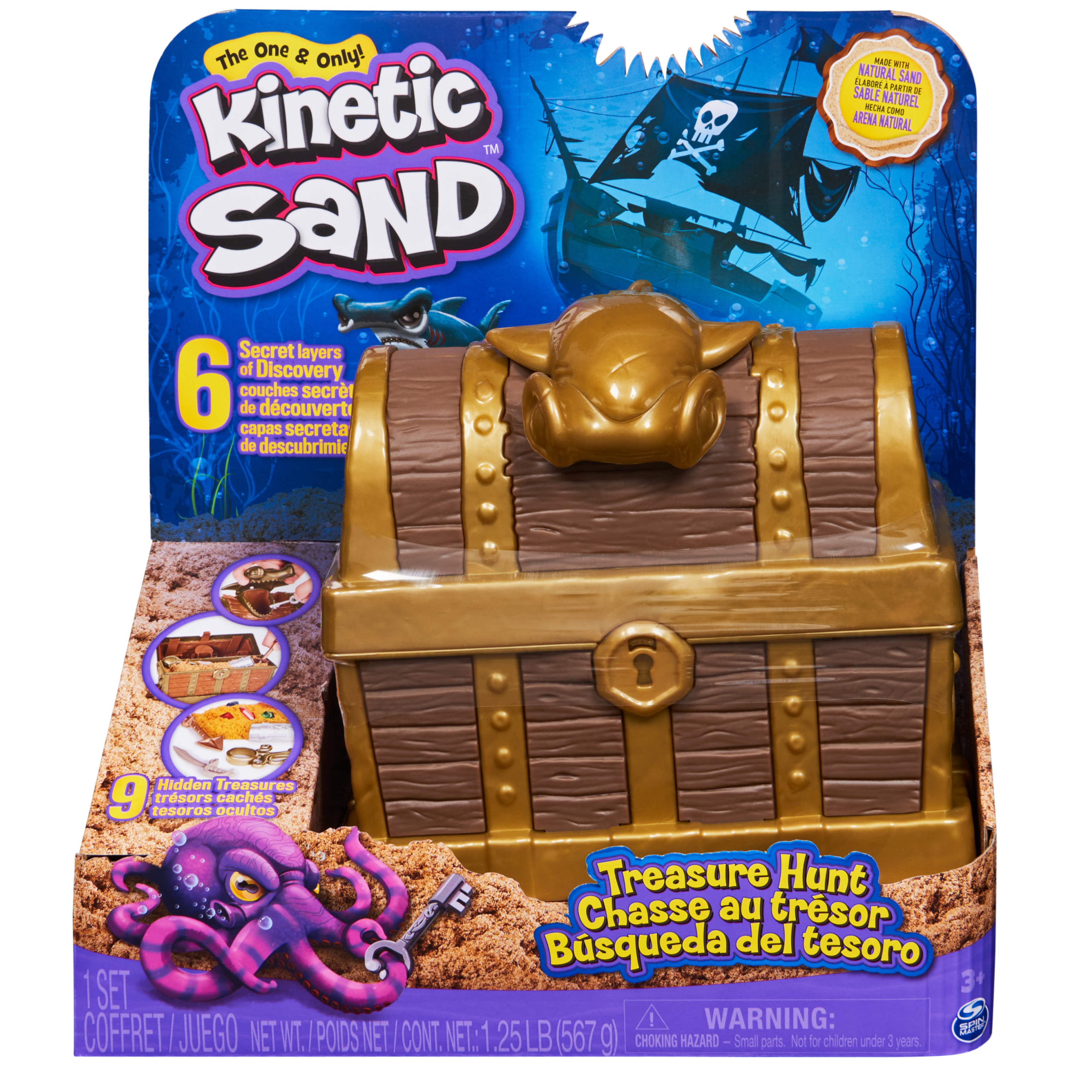 Kinetic Sand Treasure Hunt with 1.25lbs Brown & Rare Gold Shimmer Sand Kinetic Sand