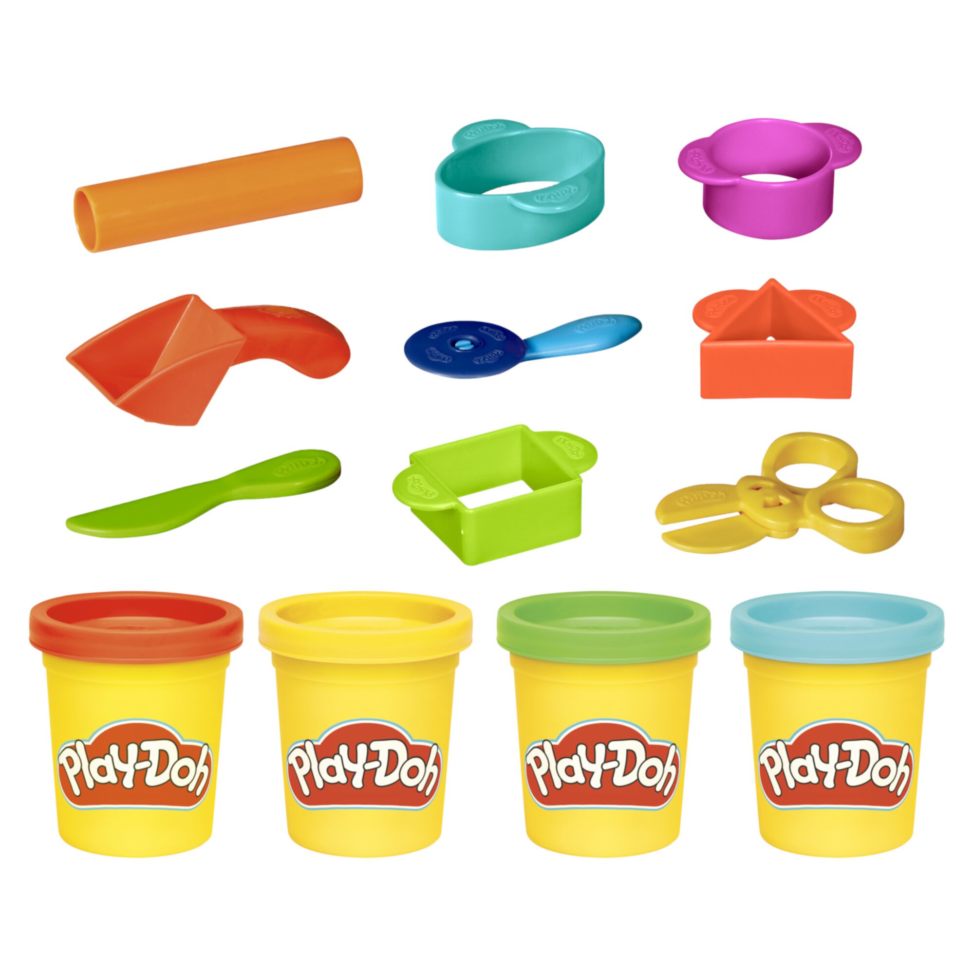 Play-Doh Starter Playset with 4 Modeling Compound Colors & 9 Accessories, Preschool Toys, Ages 3+ Play-Doh