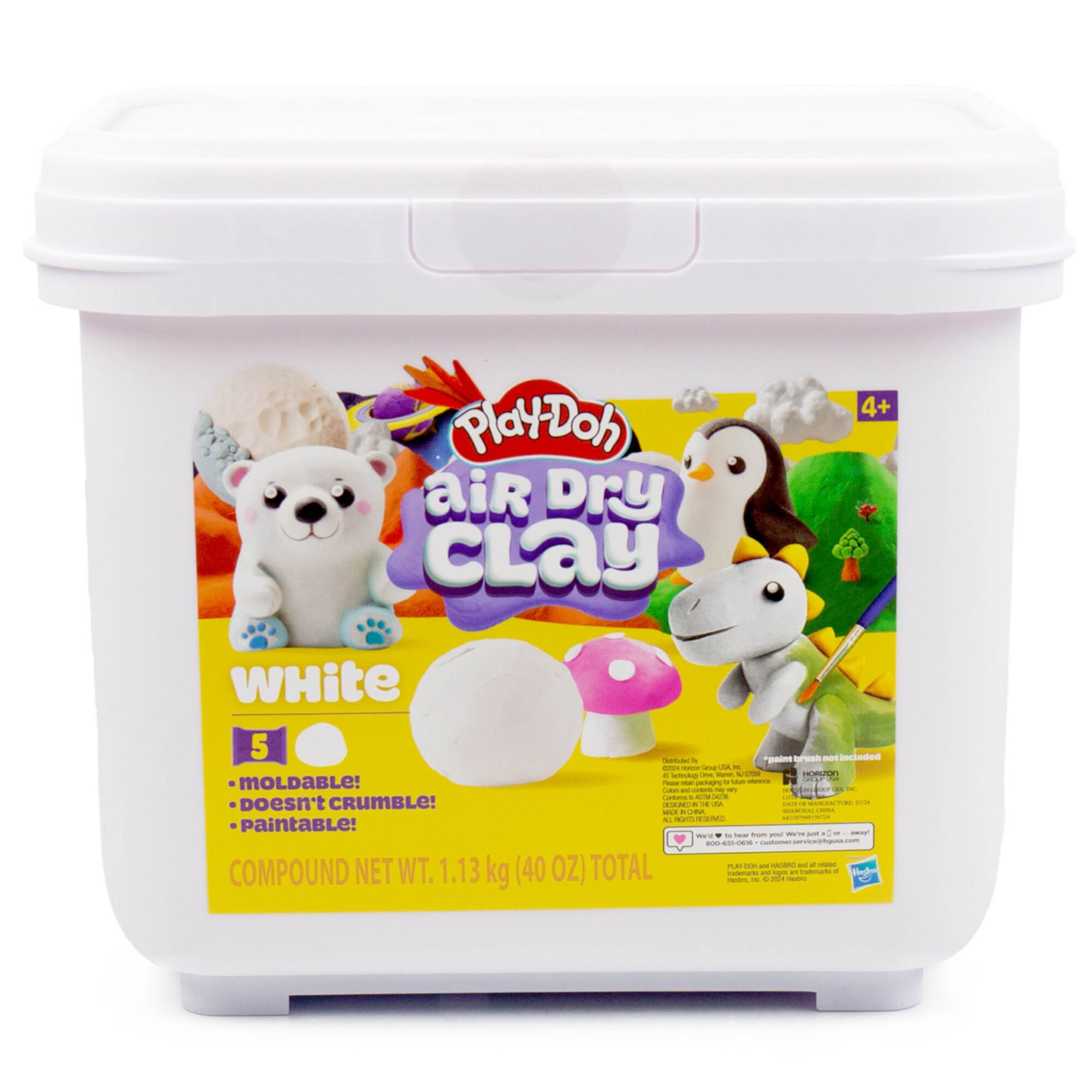 Play-Doh Brand Air-Dry Clay Bucket, 5 White Clays Play-Doh