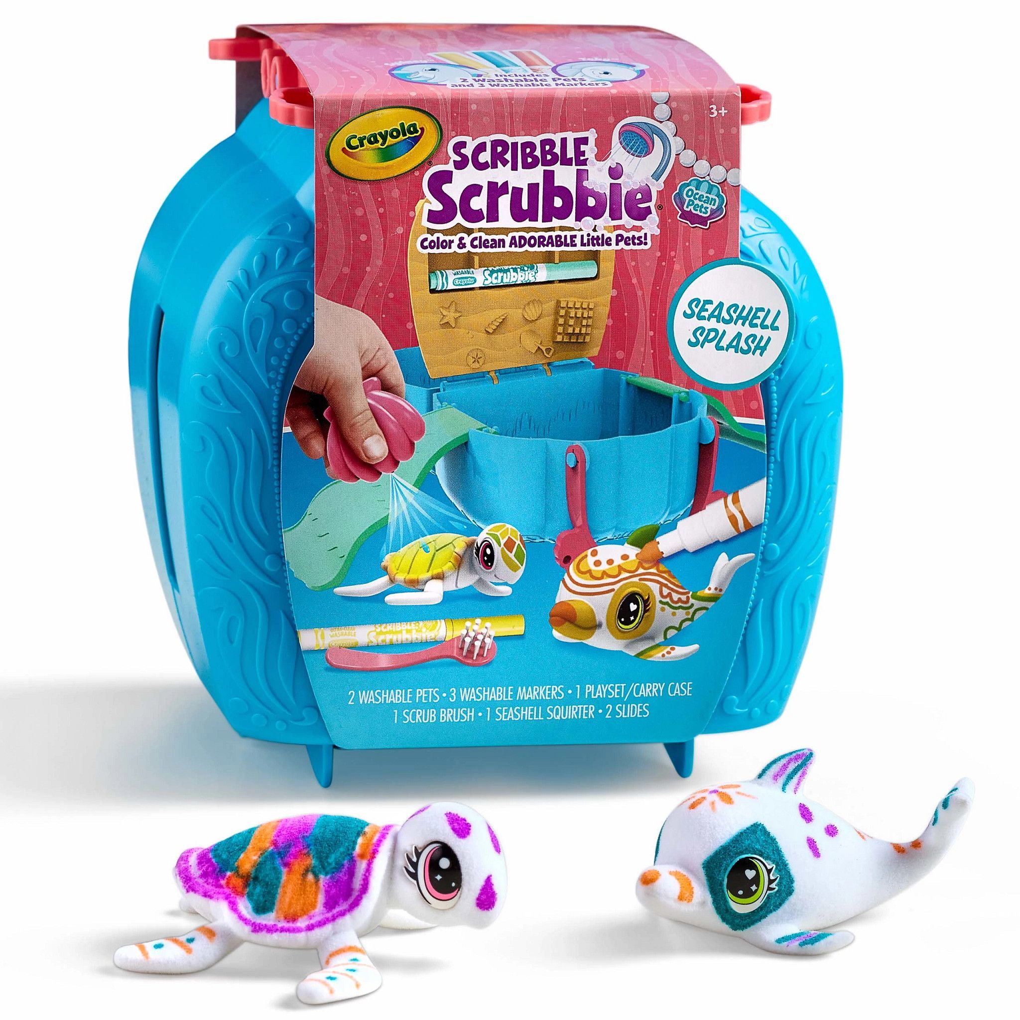 Crayola Scribble Scrubbie Pets Seashell Splash Toy Set, Ocean Animal Toys, Gift for Kids Ages 3+ Crayola