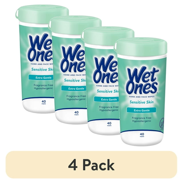 Wet Ones Sensitive Skin Hand Wipes, Fragrance Free, Unscented, 40 Ct Canister, Hypoallergenic Wet Ones