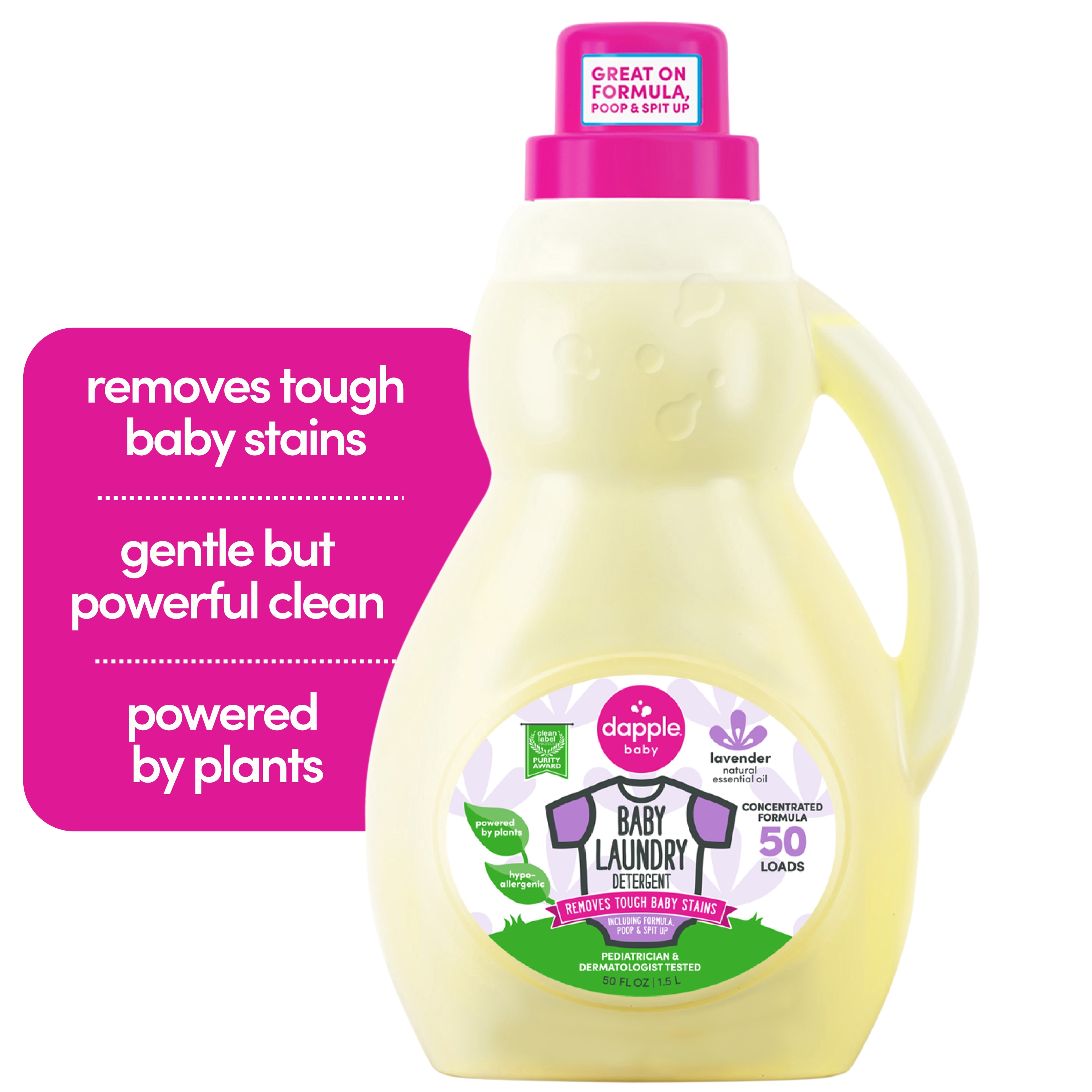 Dapple Baby Laundry Detergent, Lavender Scent, 50 fl oz Bottle Dapple