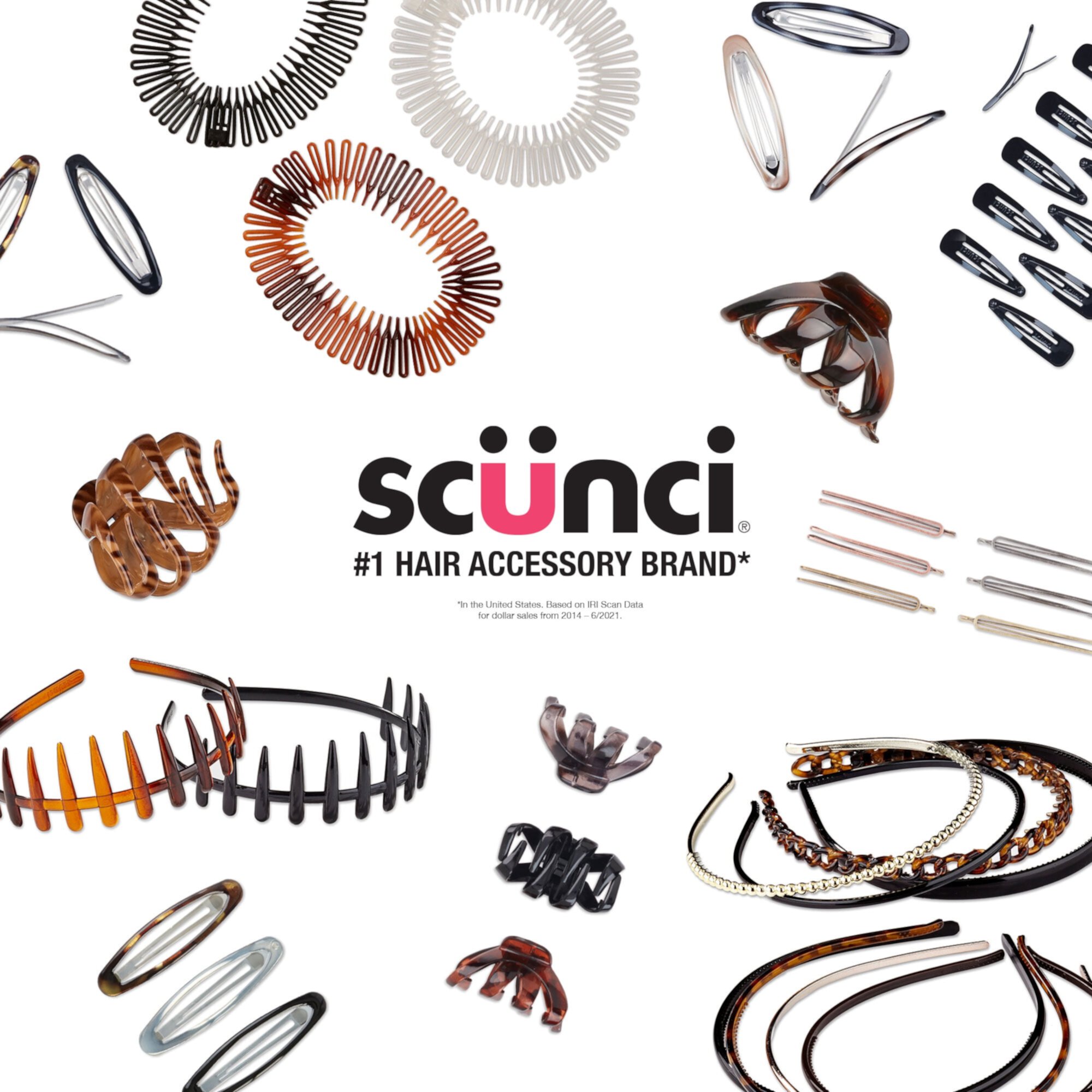 Scunci Small Plastic Side Hair Combs, Black, Clear, and Tortoise Shell, 6 Ct SCUNCI