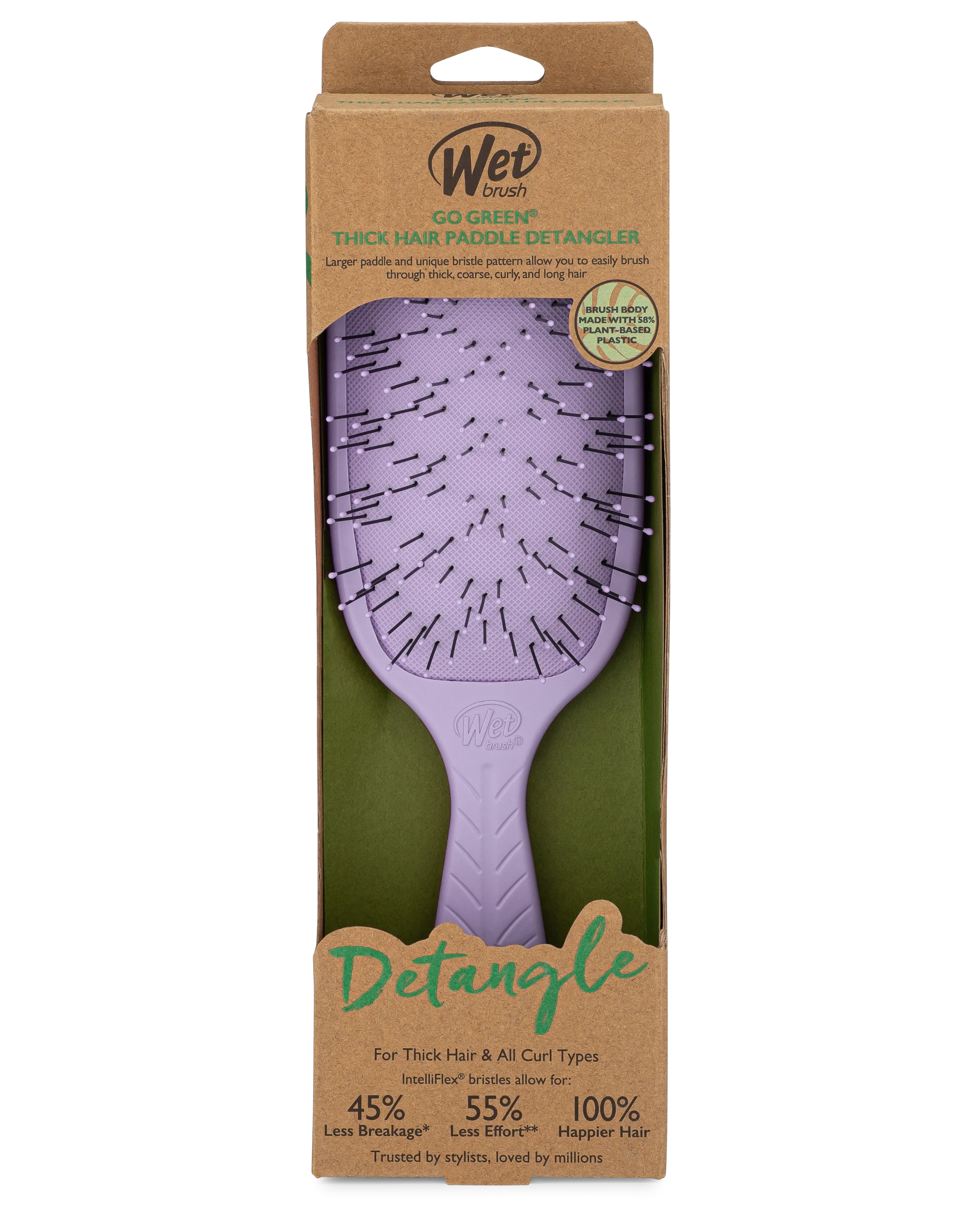 Wet Brush Go Green Thick Hair Paddle - Purple - For Thick, Coarse, Curly, and Long Hair 1 CT Wet Brush