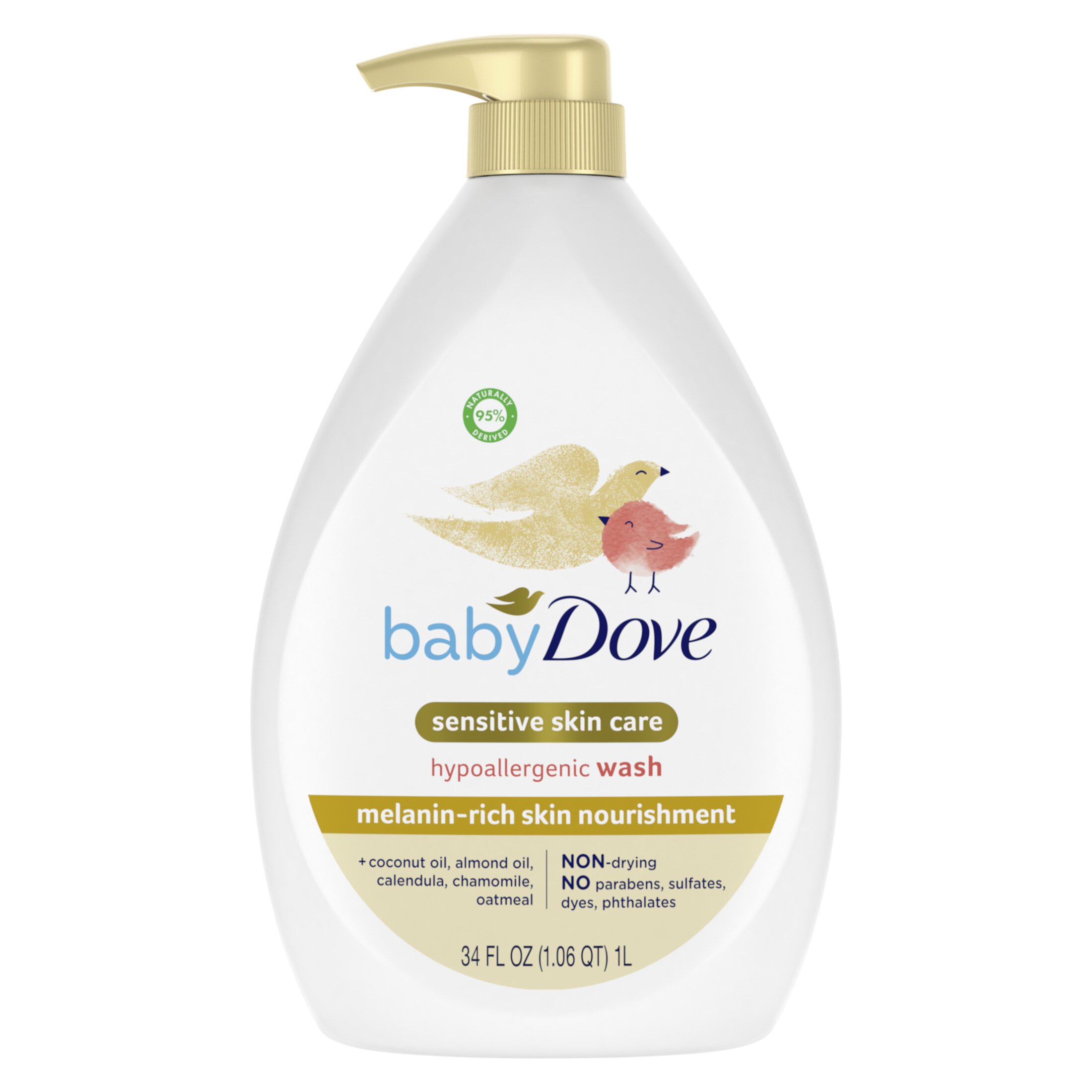 Baby Dove Sensitive Newborn Liquid Body Wash Melanin Rich Skin Nourishment, Hypoallergenic, 34 oz Baby Dove