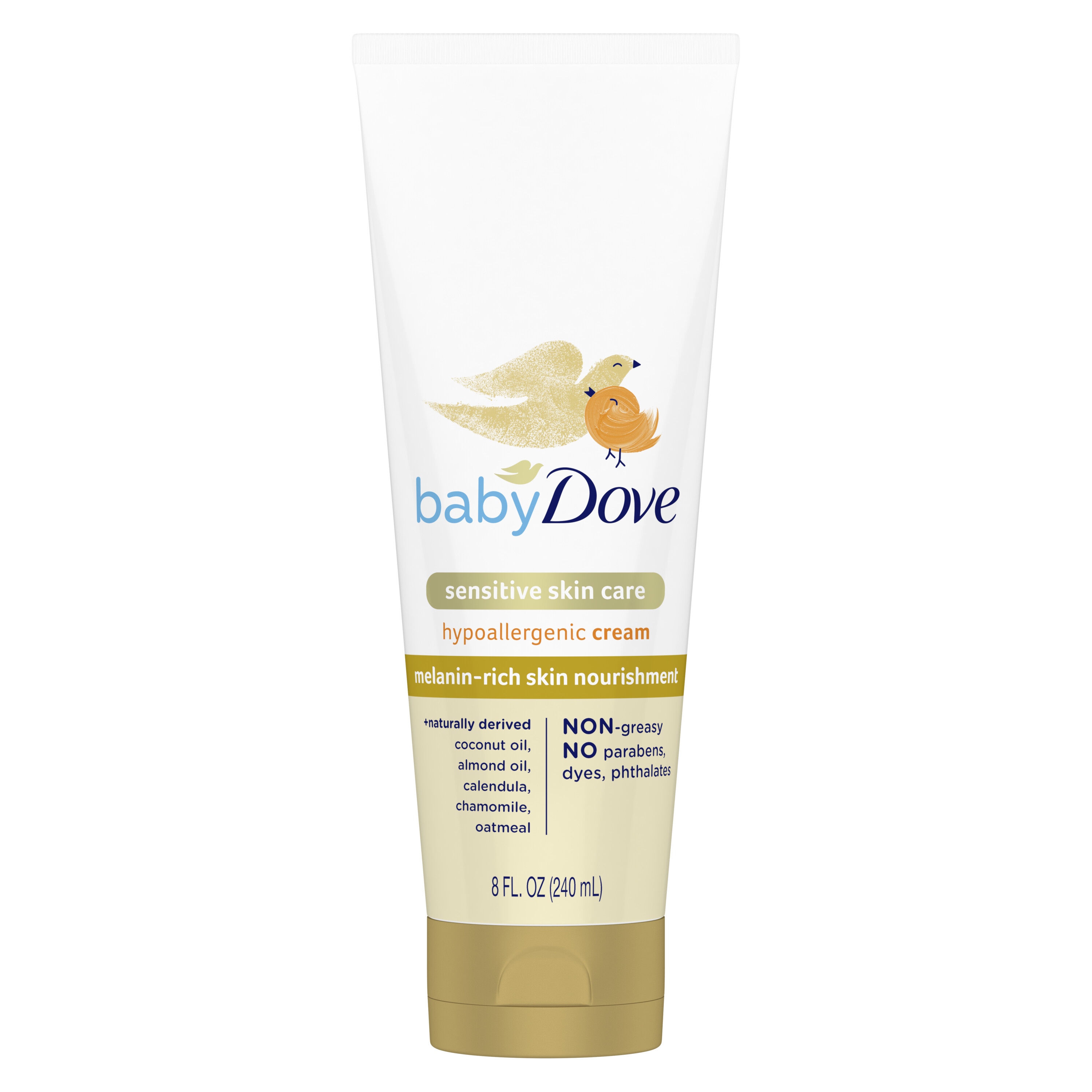 Baby Dove Sensitive Melanin-Rich Cream Newborn Hypoallergenic Nourishing Moisturizer, 8 oz Baby Dove