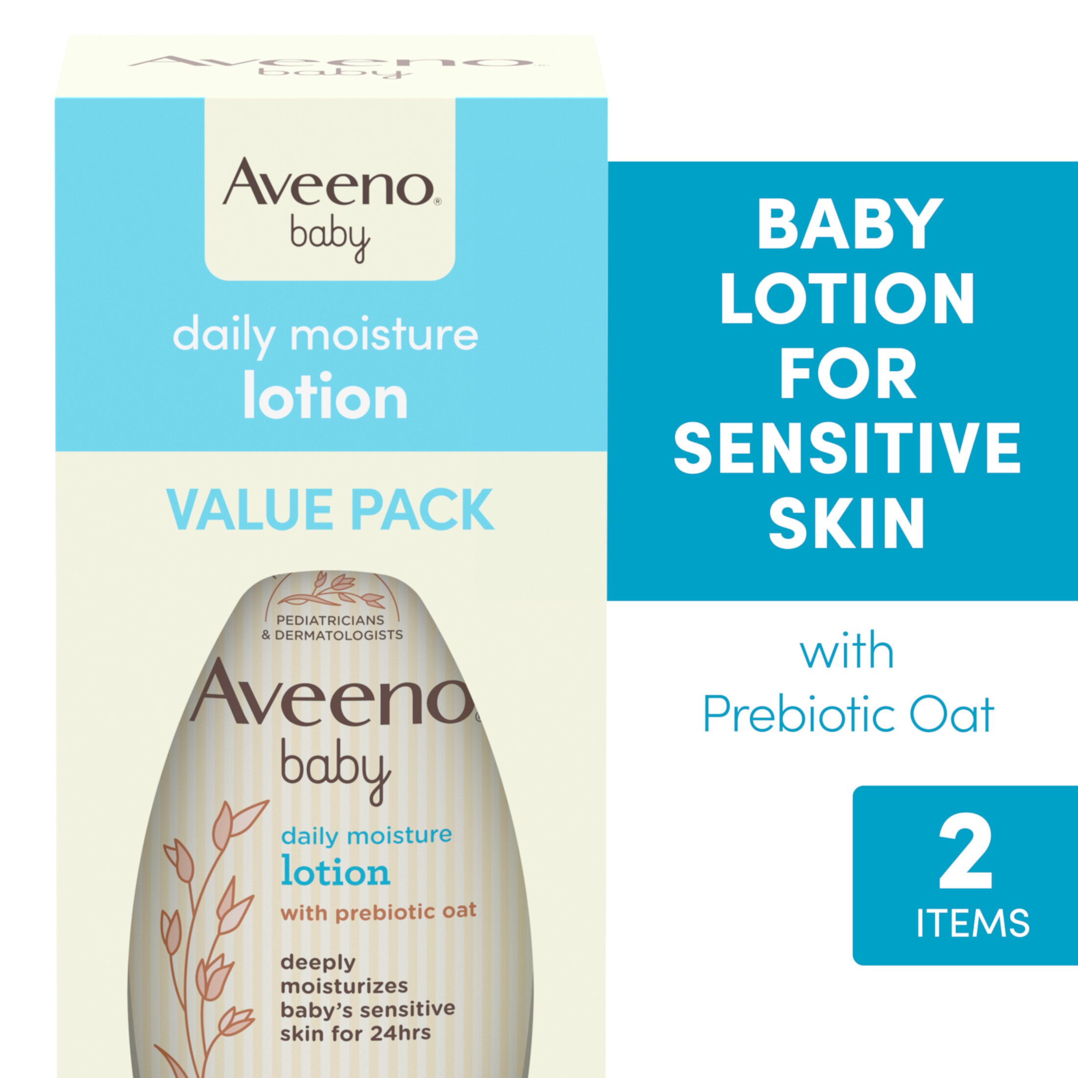 Aveeno Baby Daily Moisture Lotion with Nourishing Oat, 2 x 12 fl. oz Aveeno