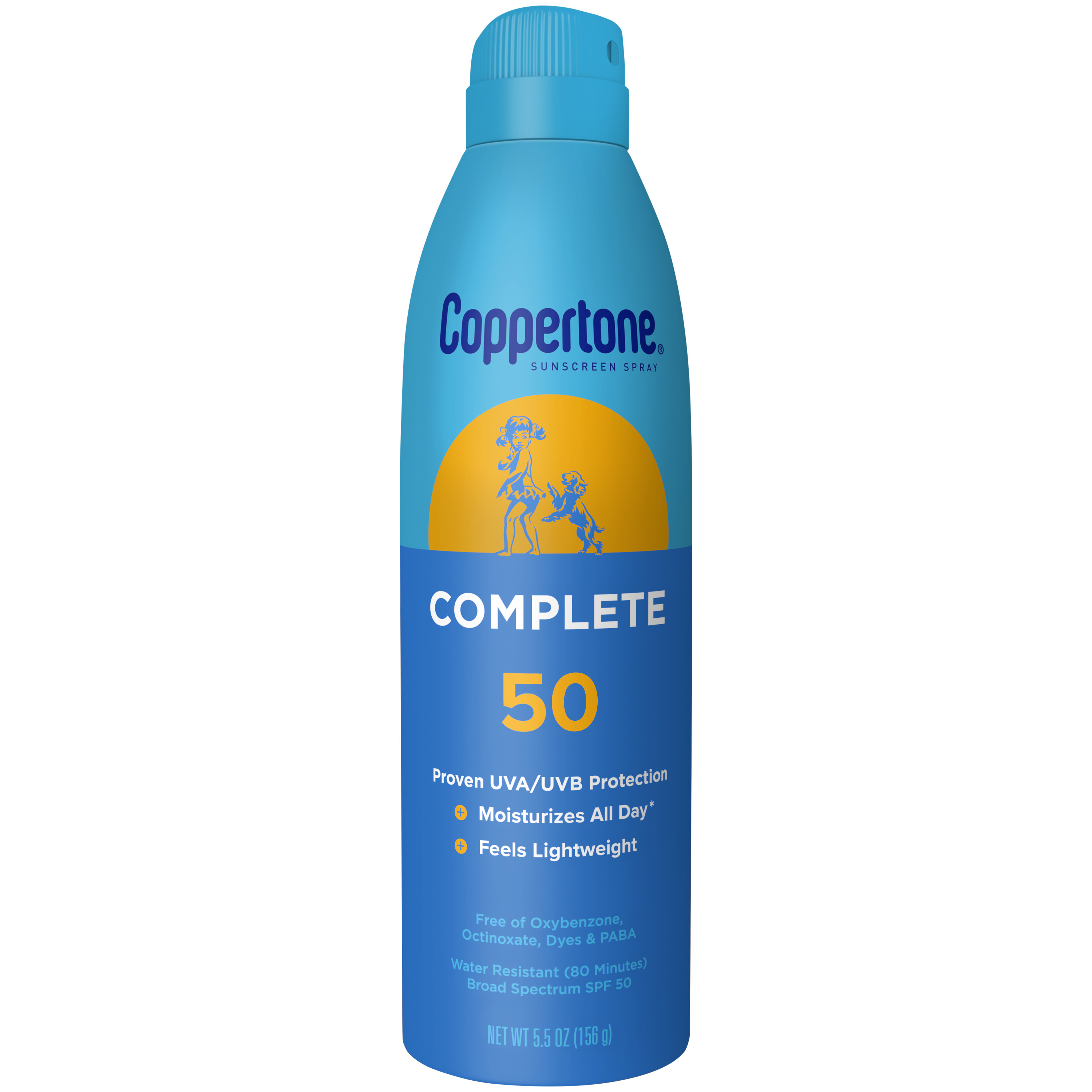 Coppertone Complete Spray de Protección Solar, SPF 50 Protector Solar en Aerosol, 5.5 Oz Coppertone