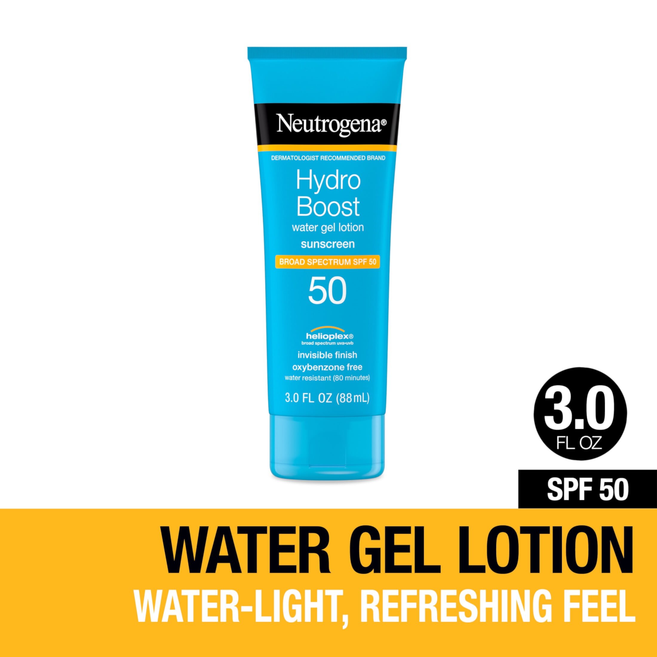 Neutrogena Hydro Boost Moisturizing Gel Sunscreen Lotion for Face and Body, SPF 50, 3 oz Neutrogena