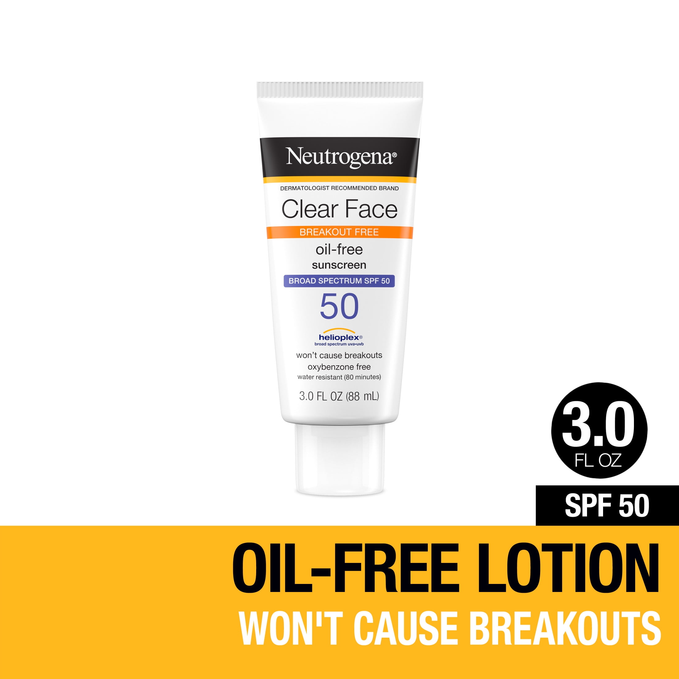 Neutrogena Clear Face Liquid Lotion Sunscreen with SPF 50, 3 fl. oz Neutrogena