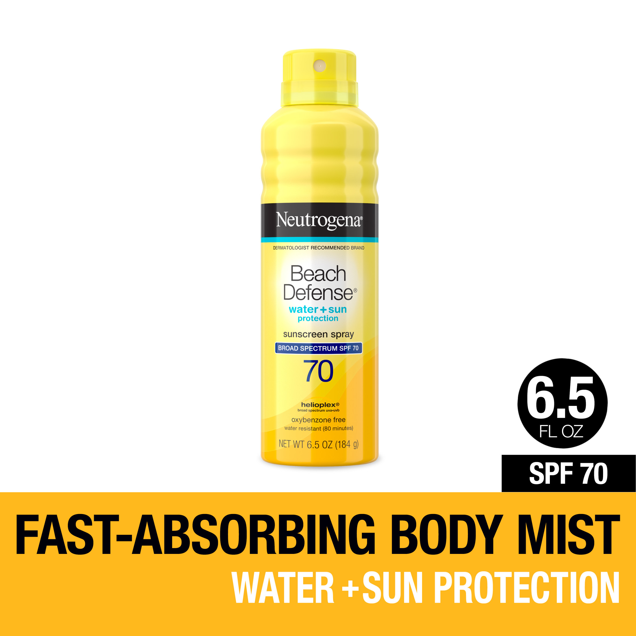 Neutrogena Beach Defense Oil-Free Body Sunscreen Spray, SPF 70 Sunblock, 6.5 oz Neutrogena