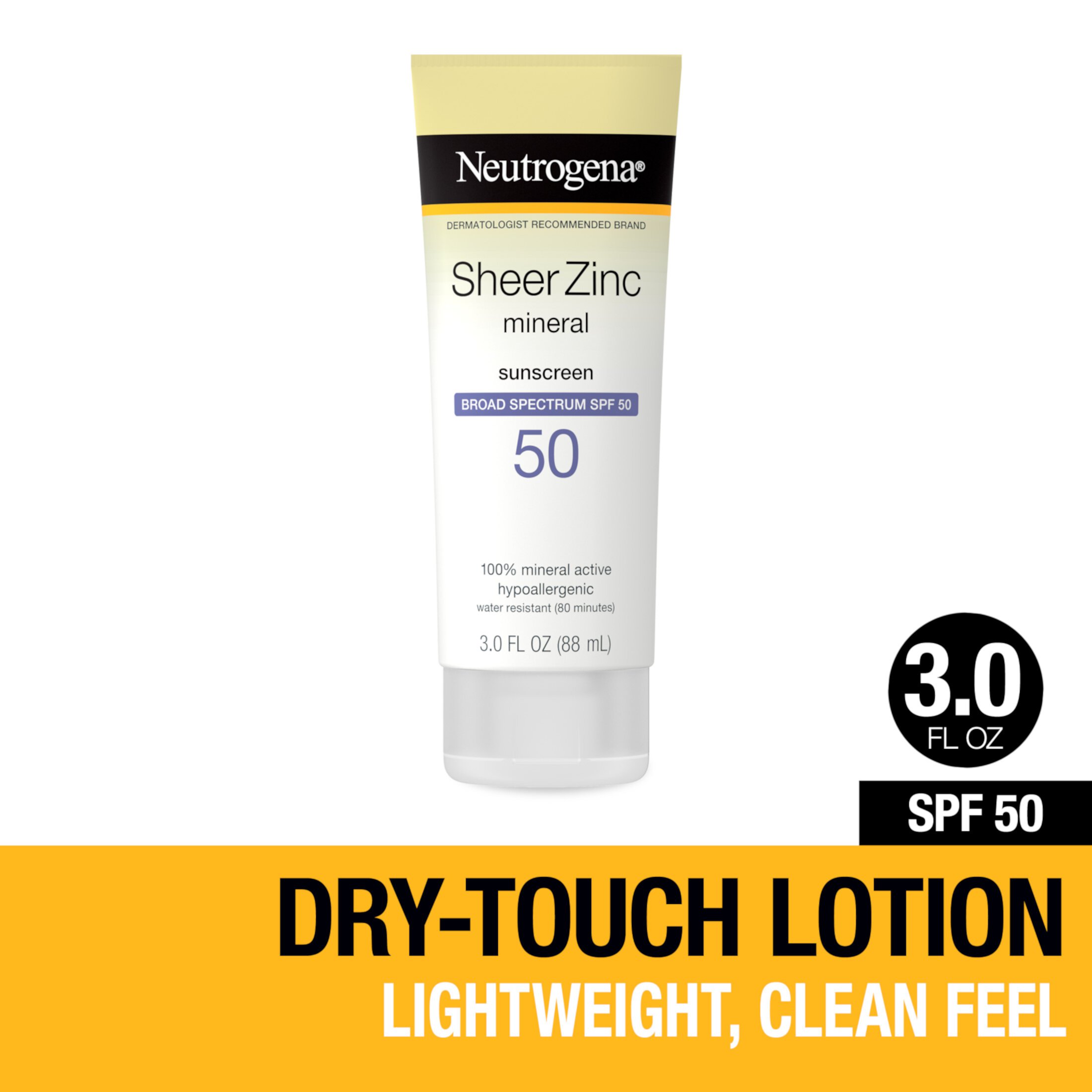 Neutrogena Sheer Zinc Dry-Touch Sunscreen Lotion with SPF 50, 3 fl. oz Neutrogena