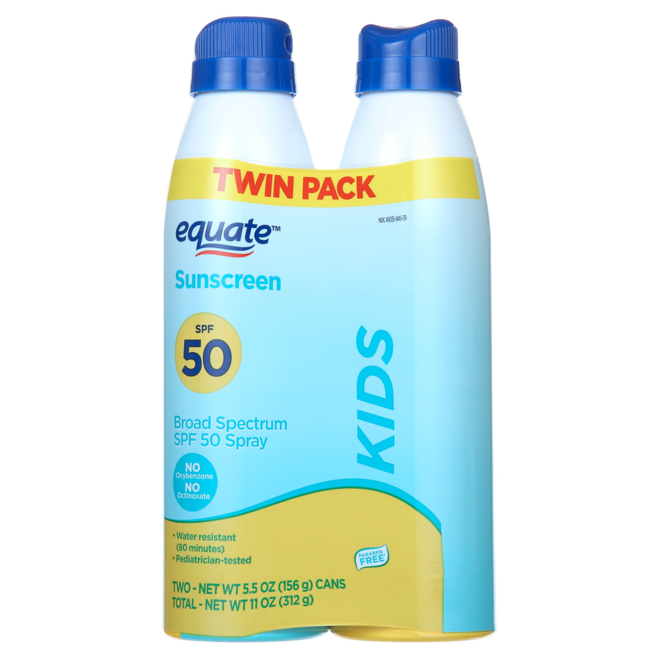 Equate Kids Sunscreen Spray, SPF 50, 11 oz, 2 Count Equate