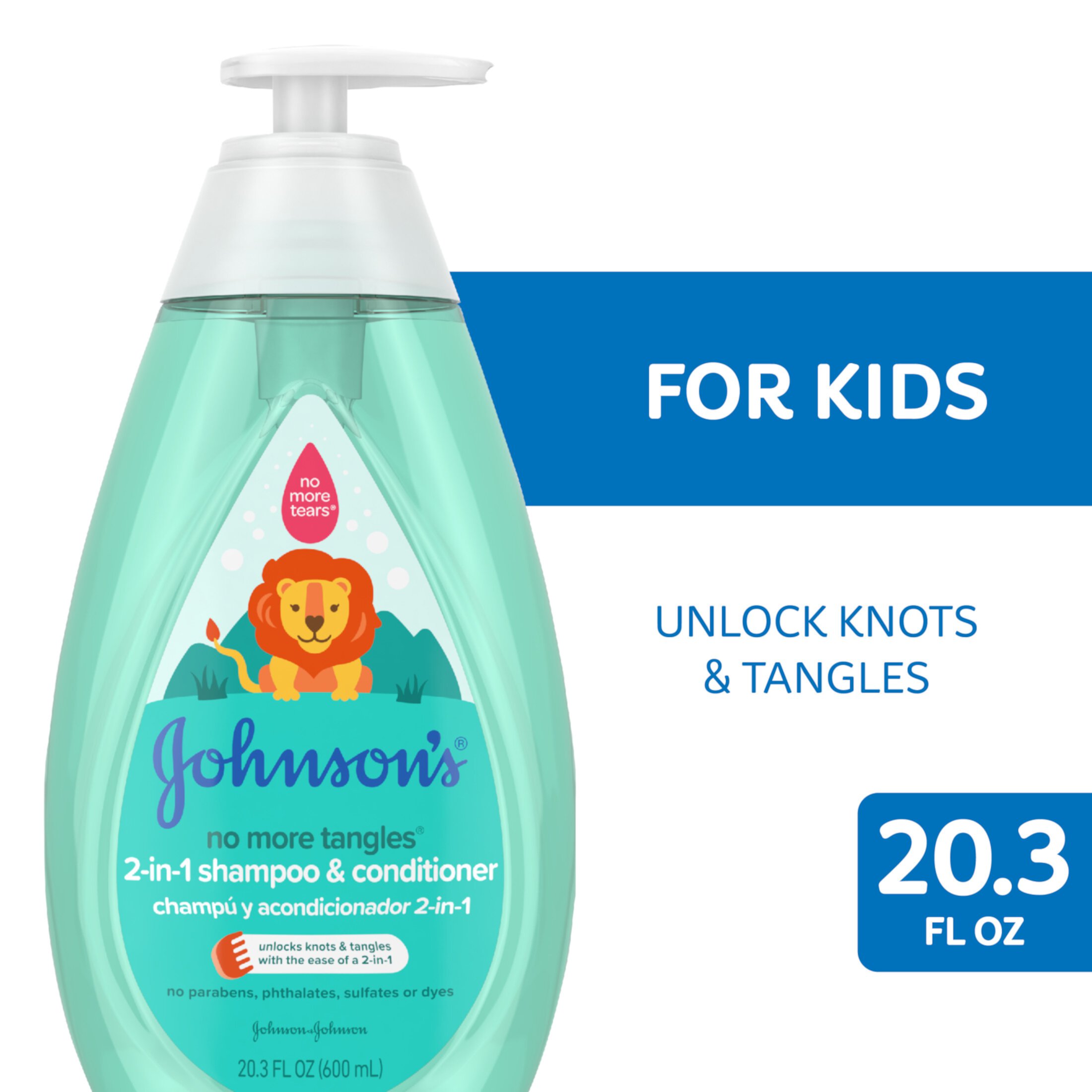 Johnson's Detangling 2-in-1 Kids Shampoo & Conditioner, Hair Products, 20.3 fl oz Johnson's