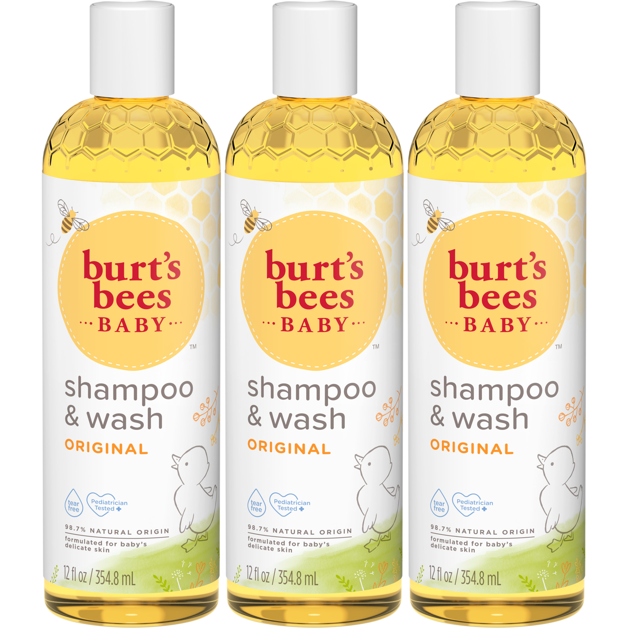 Burt's Bees Champú y Lavado para Bebés Original, sin Lágrimas, Probado por Pediatras, 98,7 % de Origen Natural, Pack de 3 BURT'S BEES