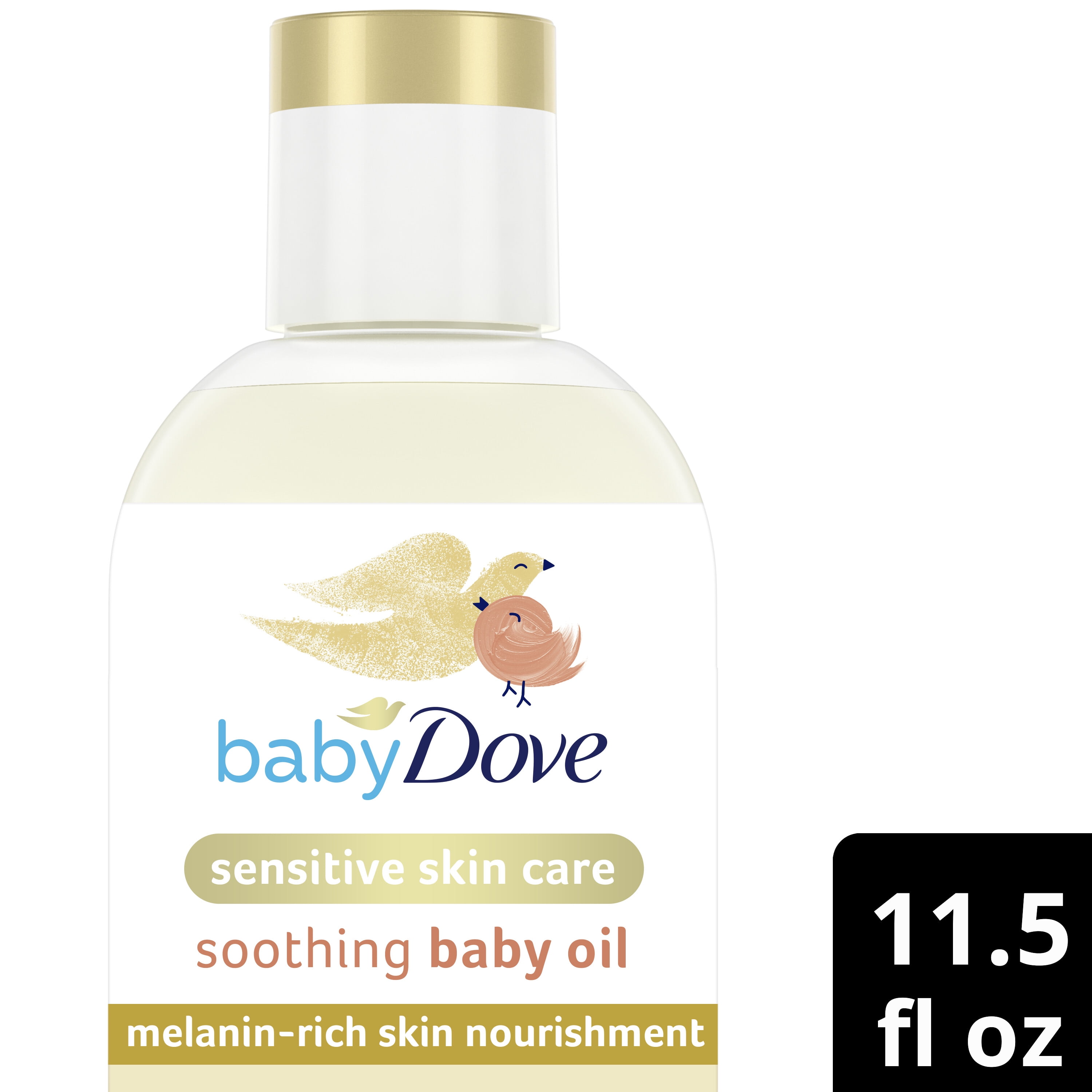 (2 pack) Baby Dove Melanin-Rich Skin Nourishment Baby Oil Sensitivity All Newborn Skin, 11.5 oz Baby Dove