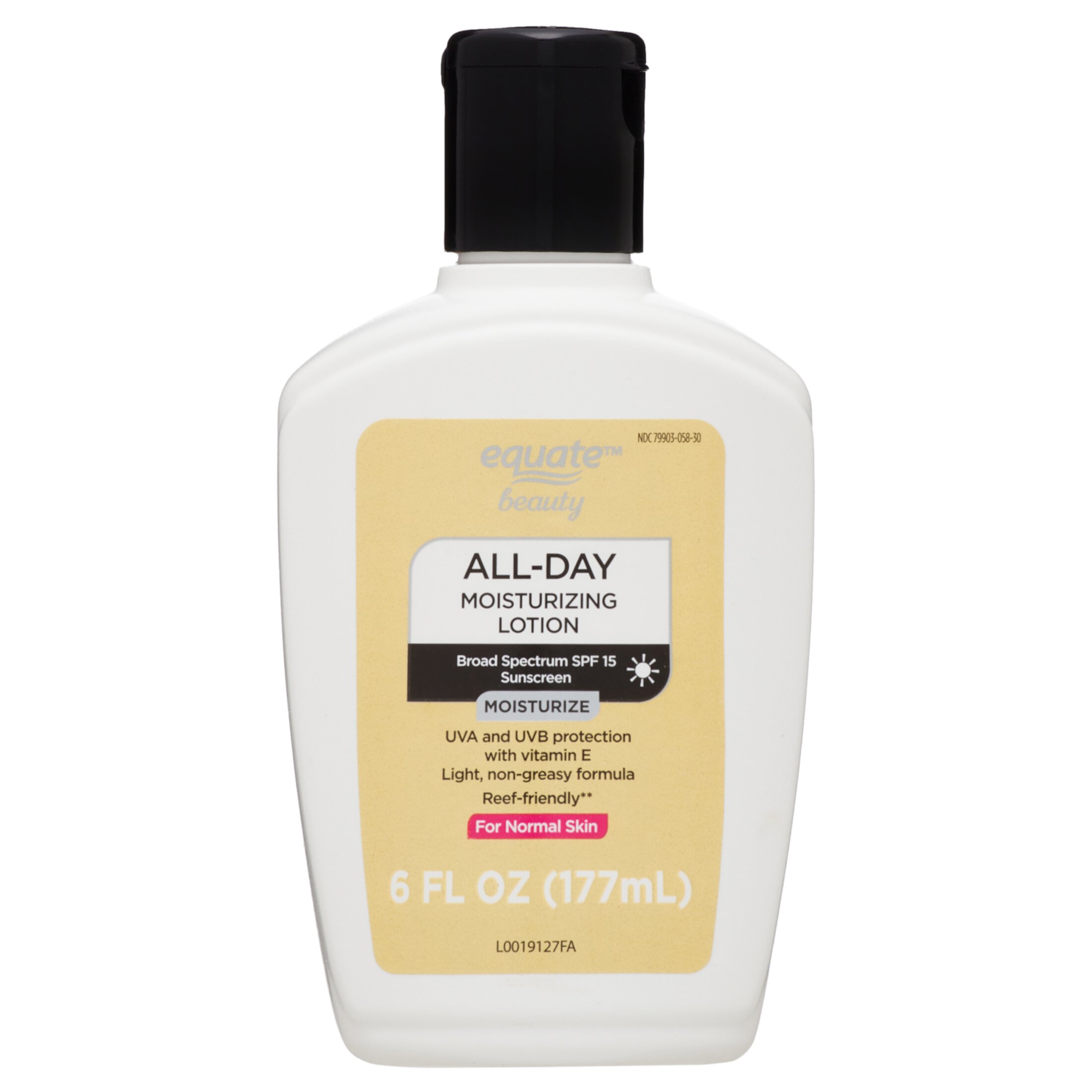 Equate All Day Moisturizing Sunscreen Lotion for Normal Skin, Broad Spectrum SPF 15, 6 fl oz Equate