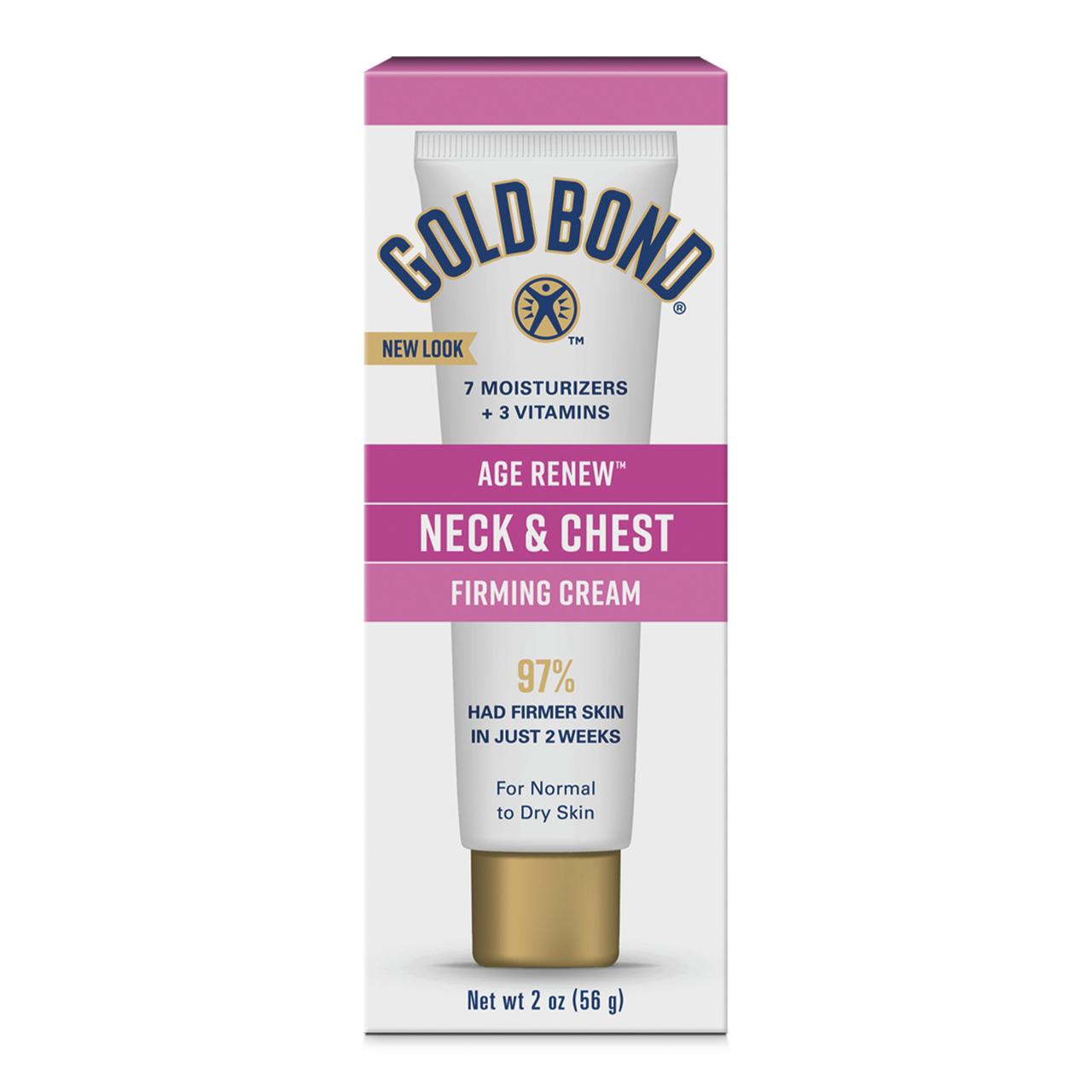 Gold Bond Age Renew Neck and Chest Moisturizer, Hand Lotion, and Face Cream for Firmer Skin, 2 oz Gold Bond