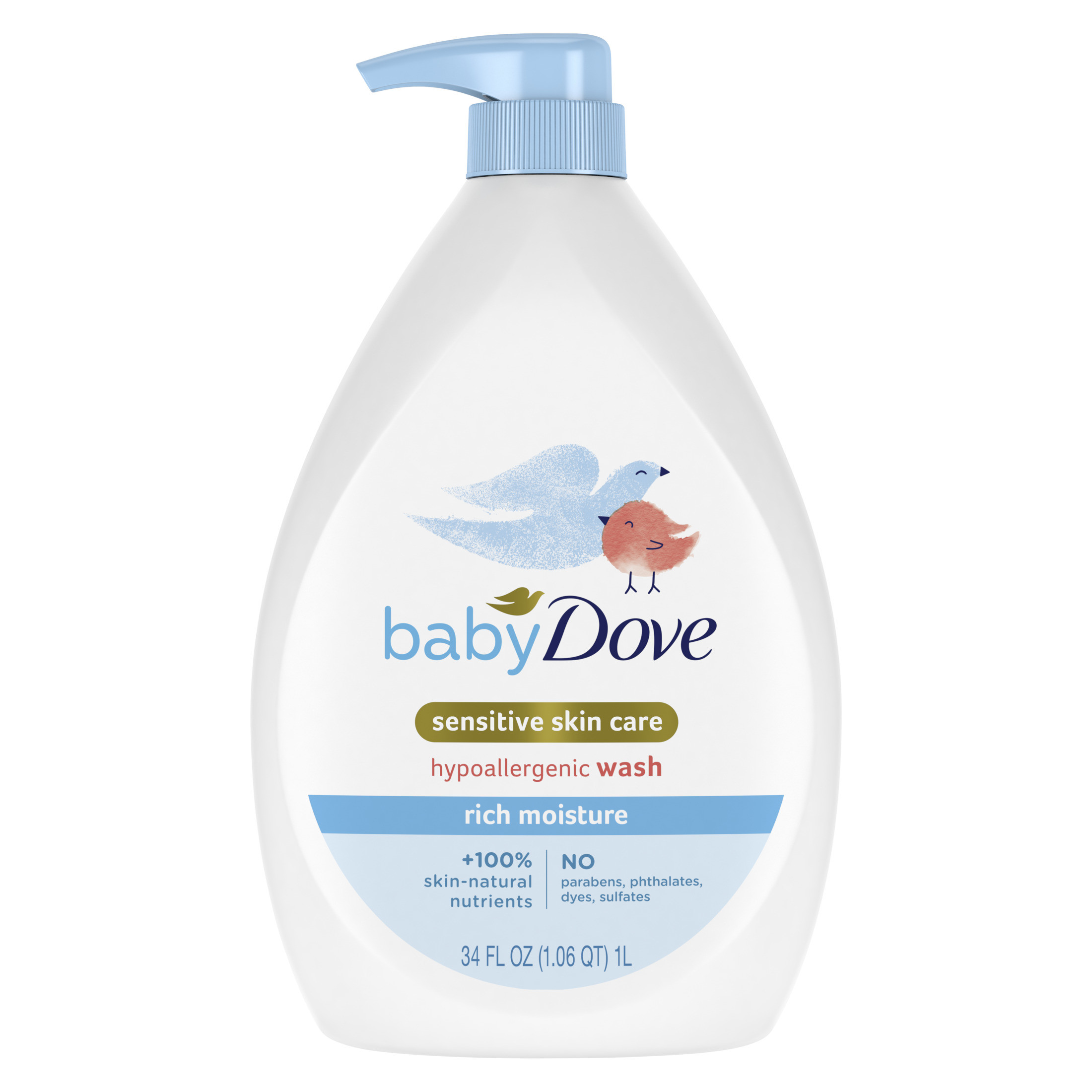 Baby Dove Sensitive Liquid Body Wash Rich Moisture, Delicate Scent, Hypoallergenic, 34 oz Baby Dove