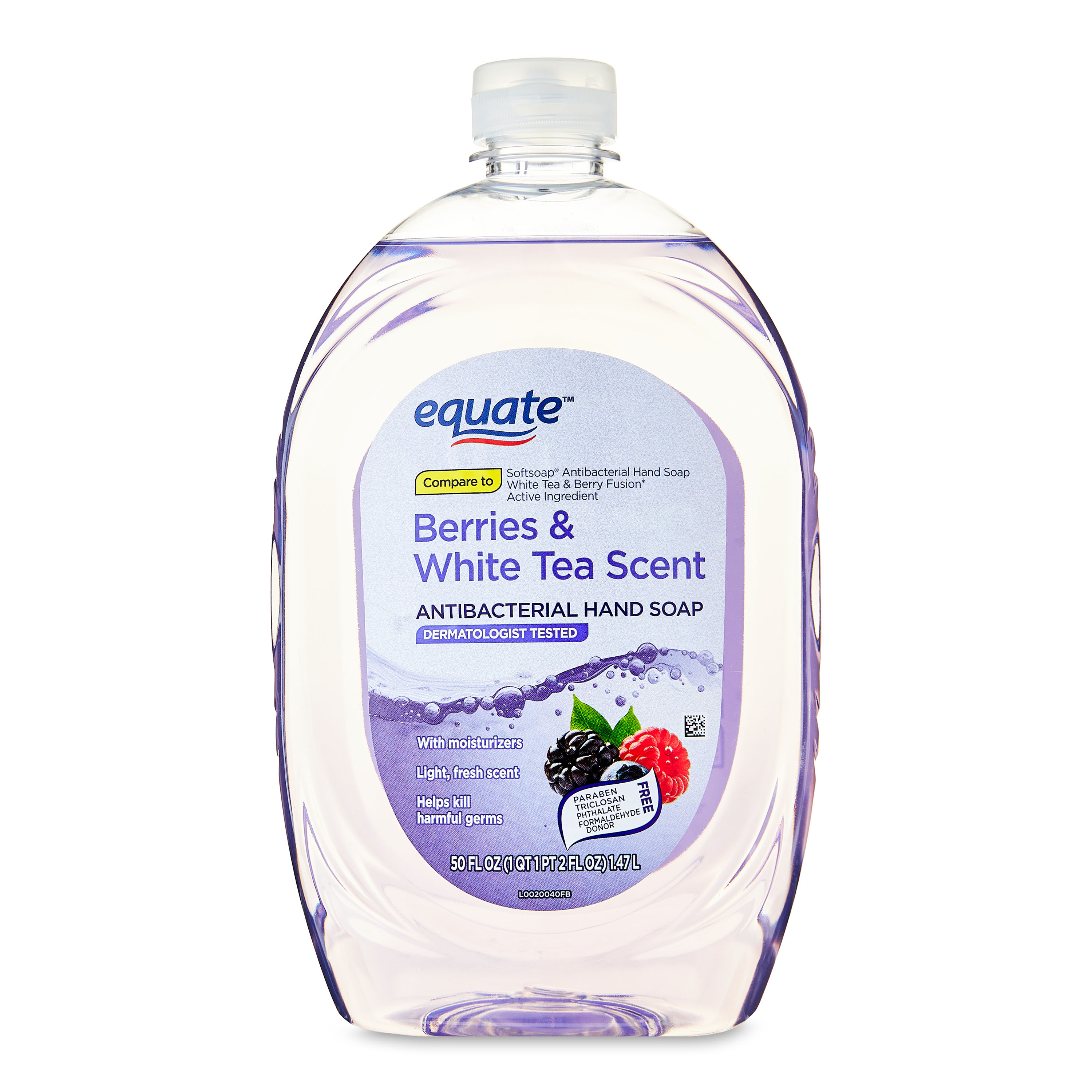 Equate Liquid Hand Soap, Berries & White Tea Scented, 50 oz Equate