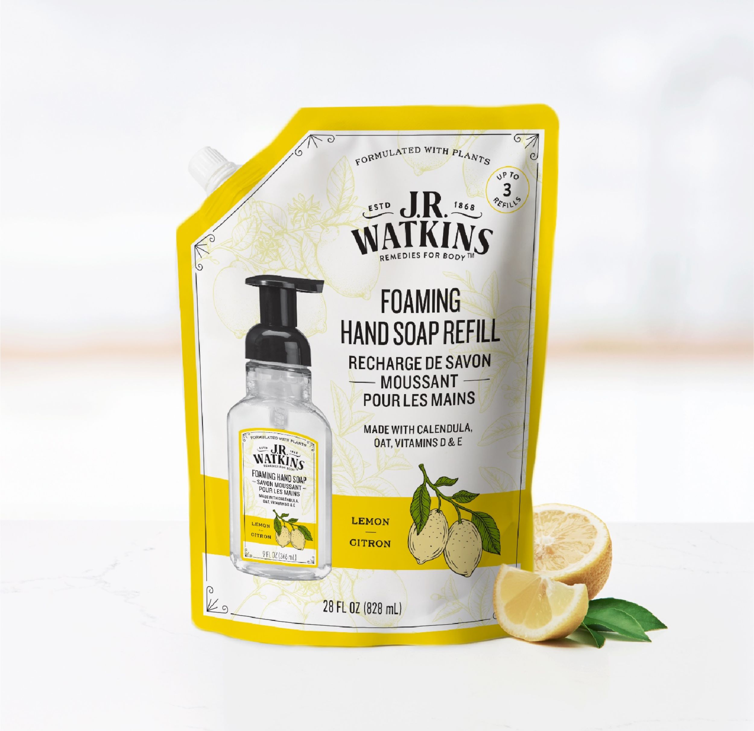 J.R. Watkins Foaming Hand Soap, Lemon Refill, Citrus Scent, 28 fl oz J.R. Watkins