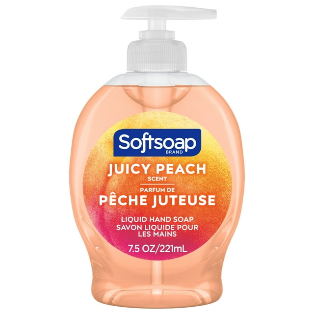 Softsoap Juicy Peach Liquid Hand Soap, Kitchen and Bathroom Hand Soap, Rich Fruity Scent, 7.5 fl oz Softsoap