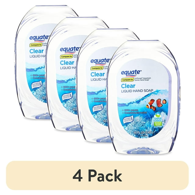 (4 pack) Equate Clear Liquid Hand Soap, 50 fl oz Equate