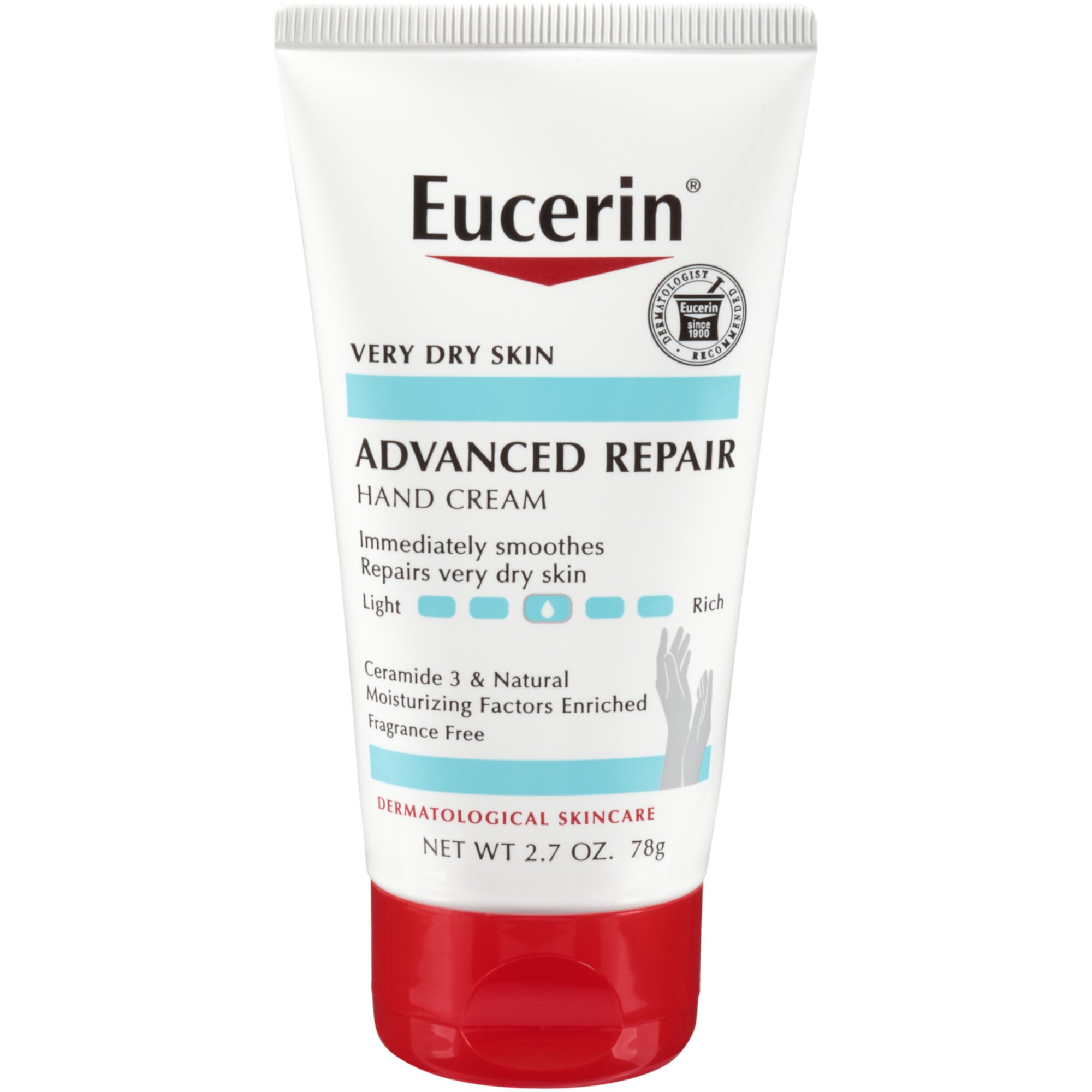 Eucerin Advanced Repair Hand Cream, Fragrance Free, 2.7 oz Tube Eucerin