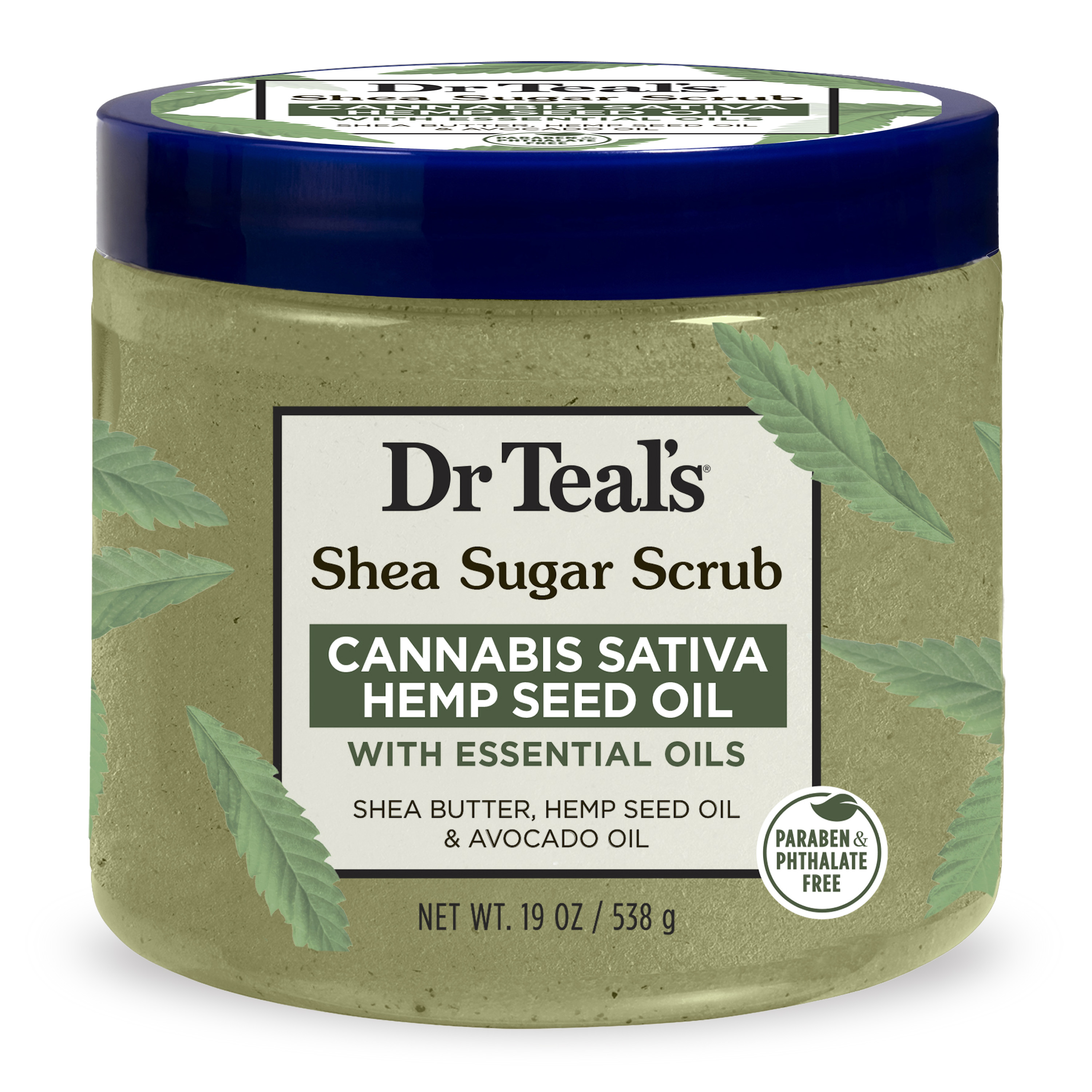 Dr Teal's Shea Sugar Body Scrub, Cannabis Sativa Hemp Seed Oil with Essential Oils, 19 oz. Dr Teal's