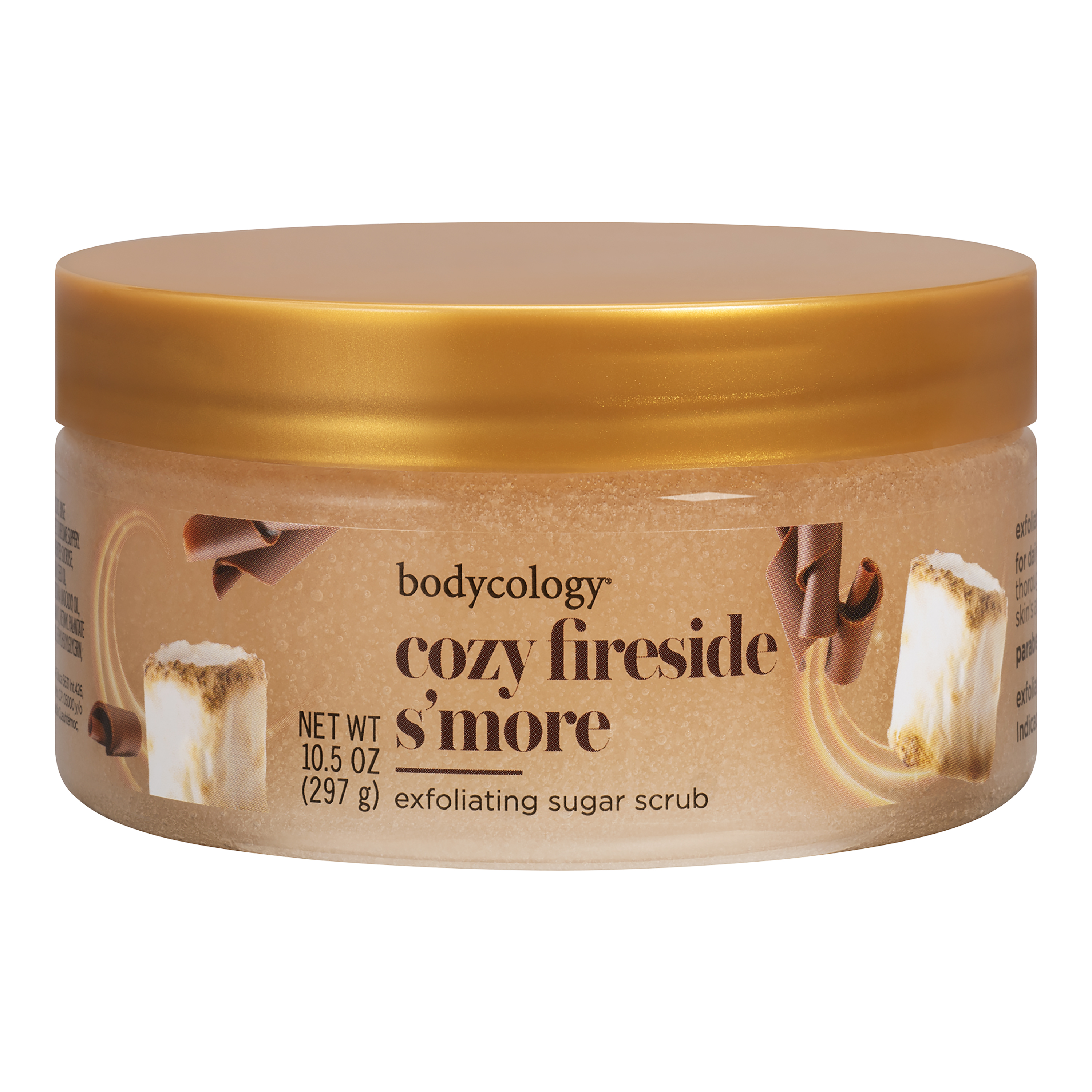 Bodycology Exfoliating Sugar Scrub, Cozy Fireside S'more, 10 oz Bodycology