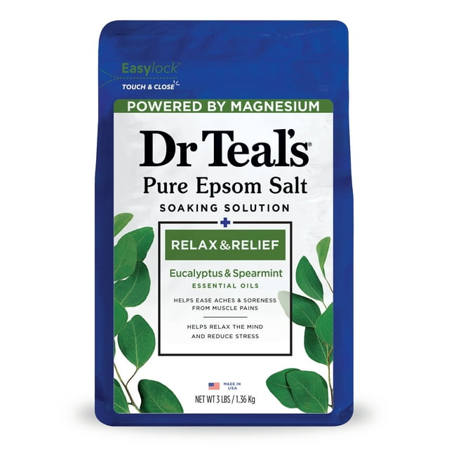 Dr Teal's Epsom Salt Magnesium Soak, Relax & Relief with Eucalyptus & Spearmint, 3 lbs Dr Teal's