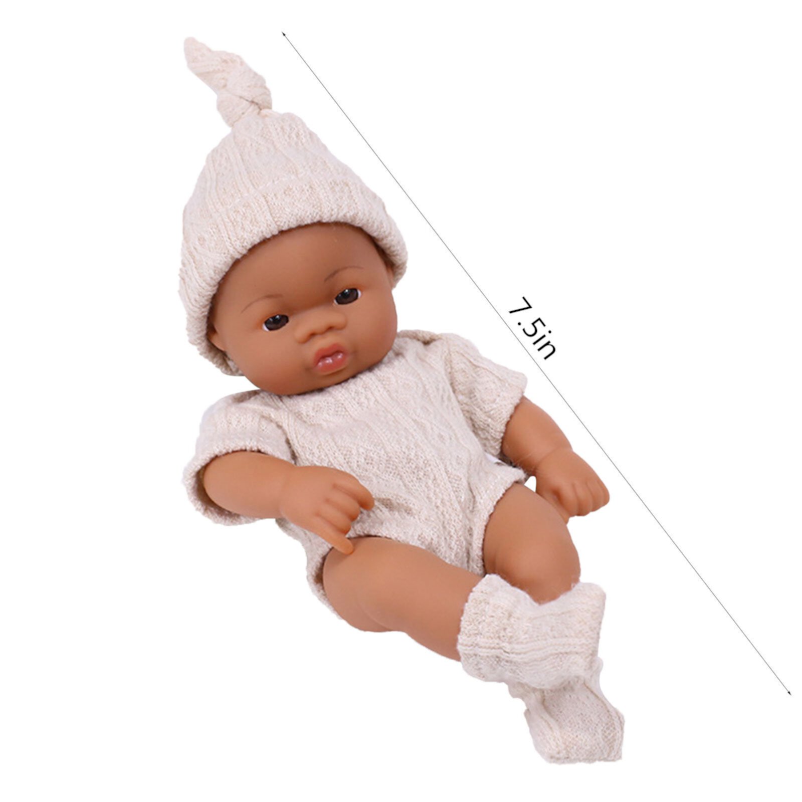 Herrnalise Lifelike Reborn Baby Dolls Black - 7-Inch Baby Realistic-Newborn Baby Dolls African American Real Life Baby Dolls Cloth Body with Hat for Kids Age 3+ Herrnalise