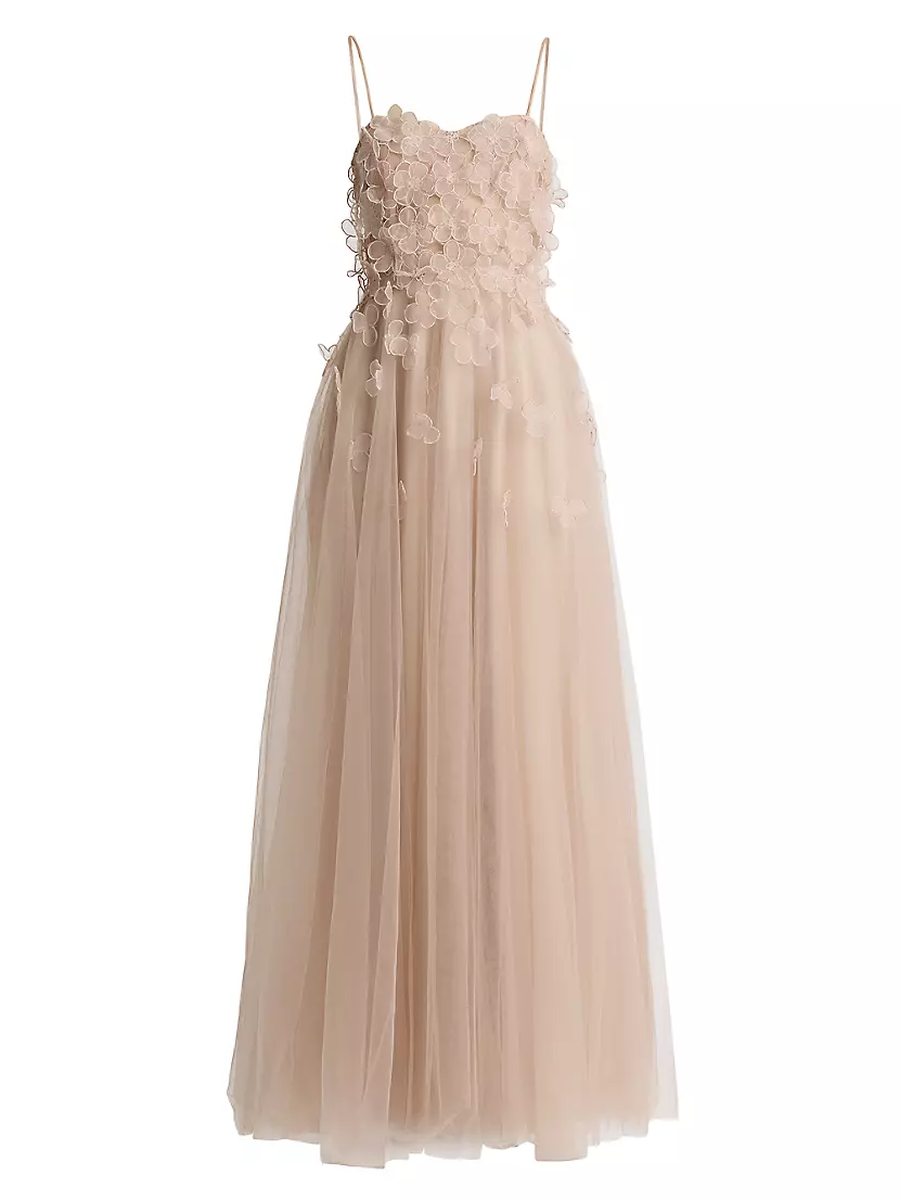 Женское Повседневное Платье Zac Posen Floral Applique Tulle Zac Posen