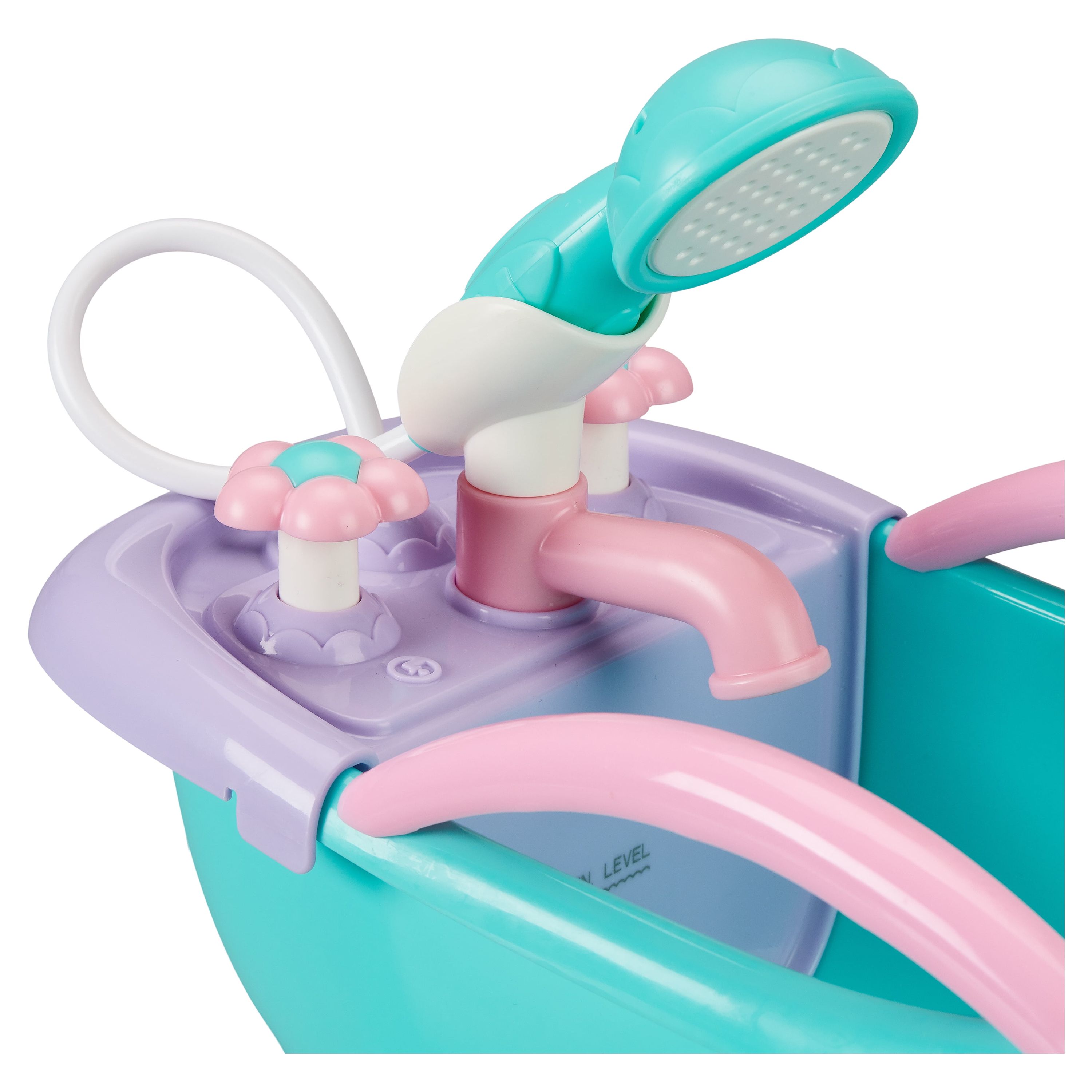 My Sweet Love Soft Baby Doll and Motorized Bathtub Set, 3 Pieces. Assembled product height is around 9.75inches My Sweet Love