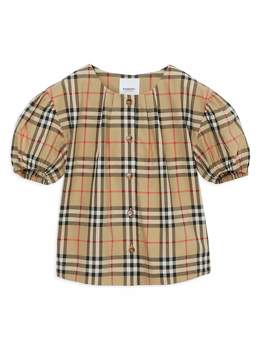 Девочкам Блузка Burberry Sheryl Check Puff Sleeve Burberry