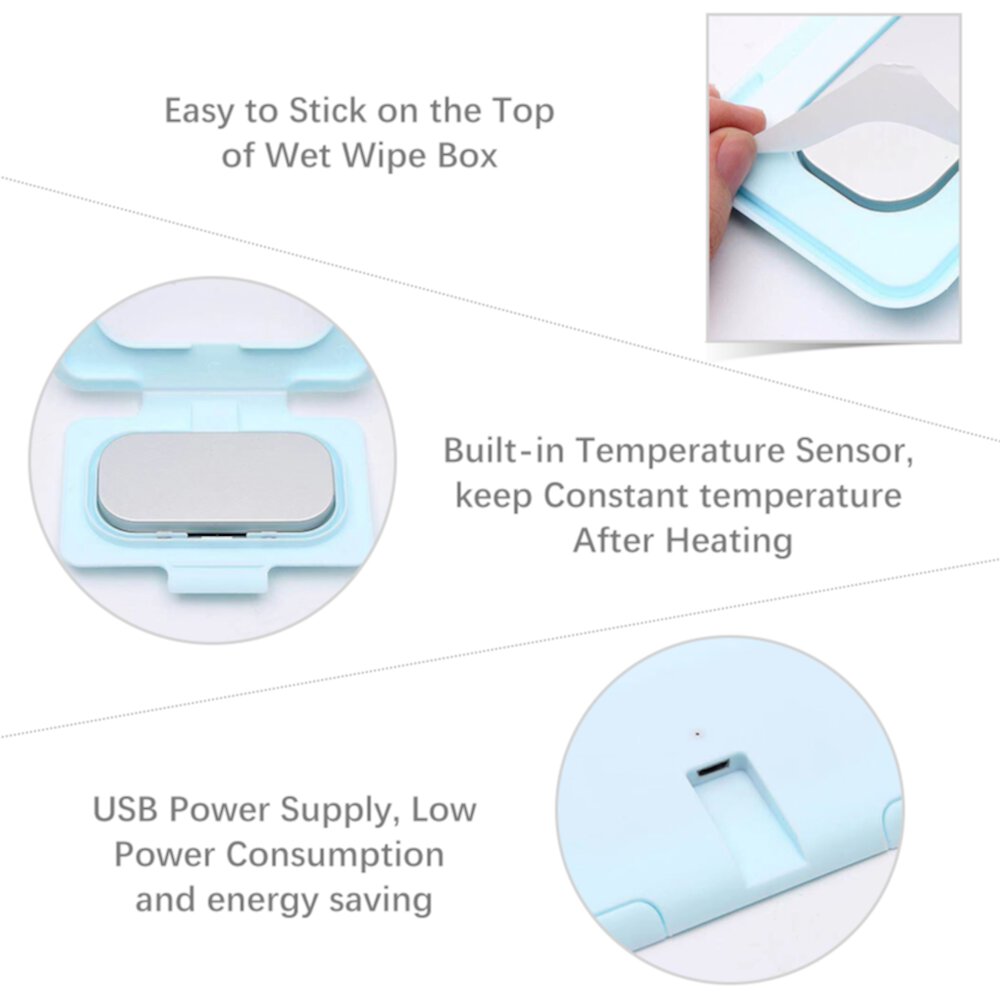 Переносной USB подогреватель для детских влажных салфеток, легкий, вмещает 4-5 салфеток Carevas
