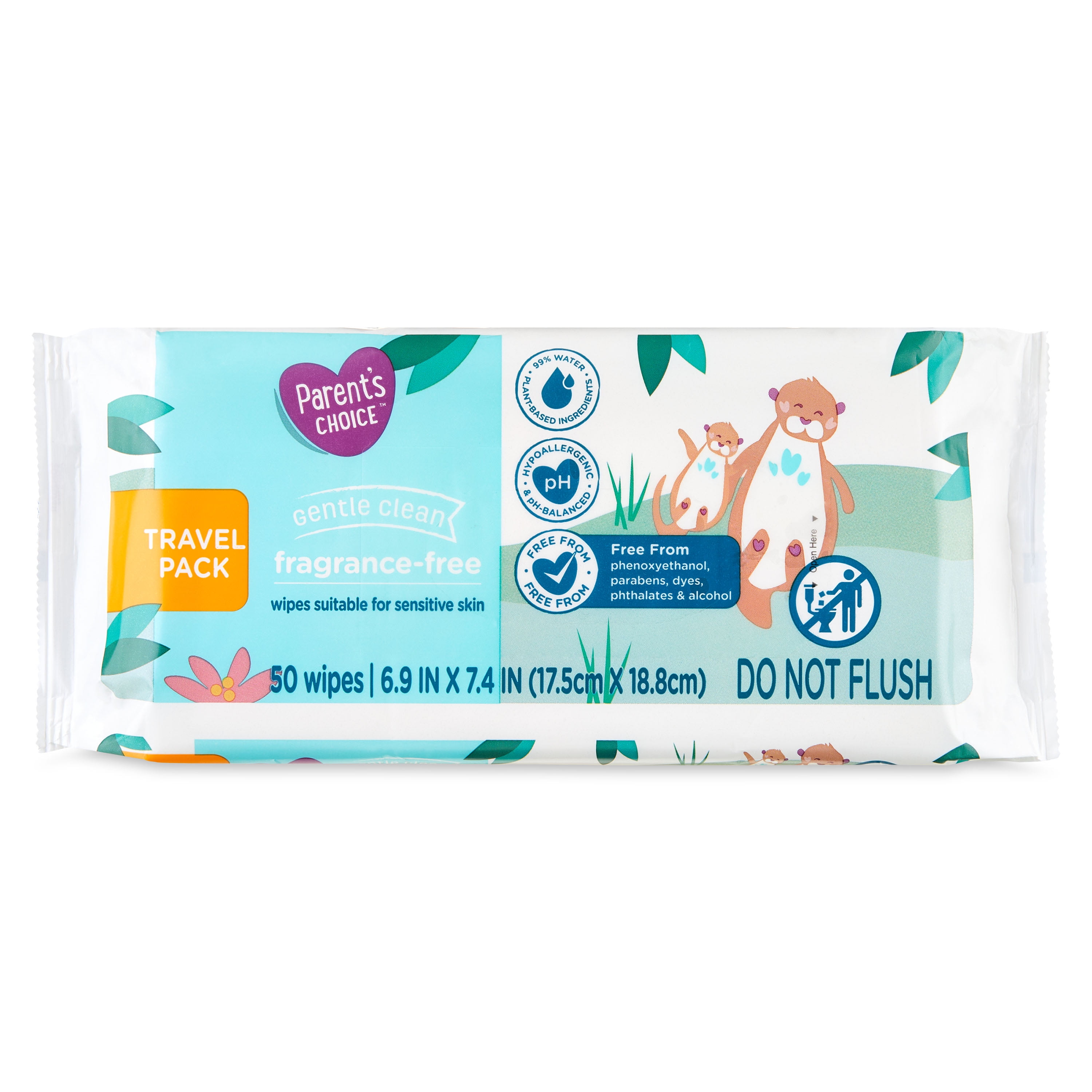 Parent's Choice Fragrance Free Baby Wipes, Travel-Pack, 50 Count (Select for More Options) Parent's Choice