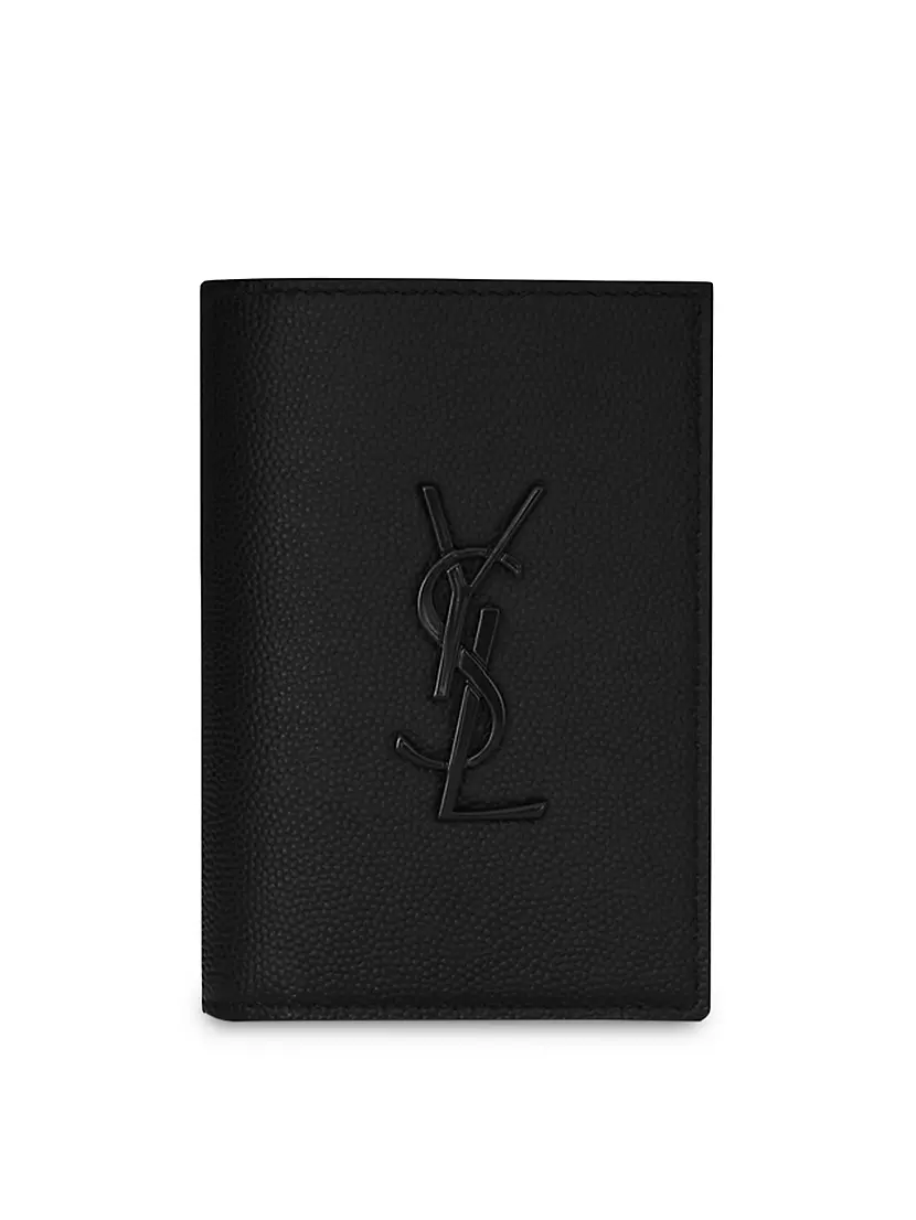 Кошелек для карт Cassandre из тисненой кожи с отделкой из натуральной кожи Saint Laurent