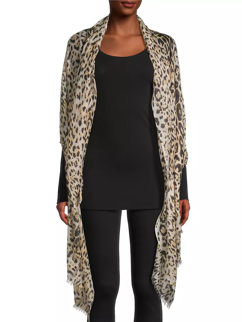 Длинный шарф Sofia Cashmere Leopard Sofia Cashmere