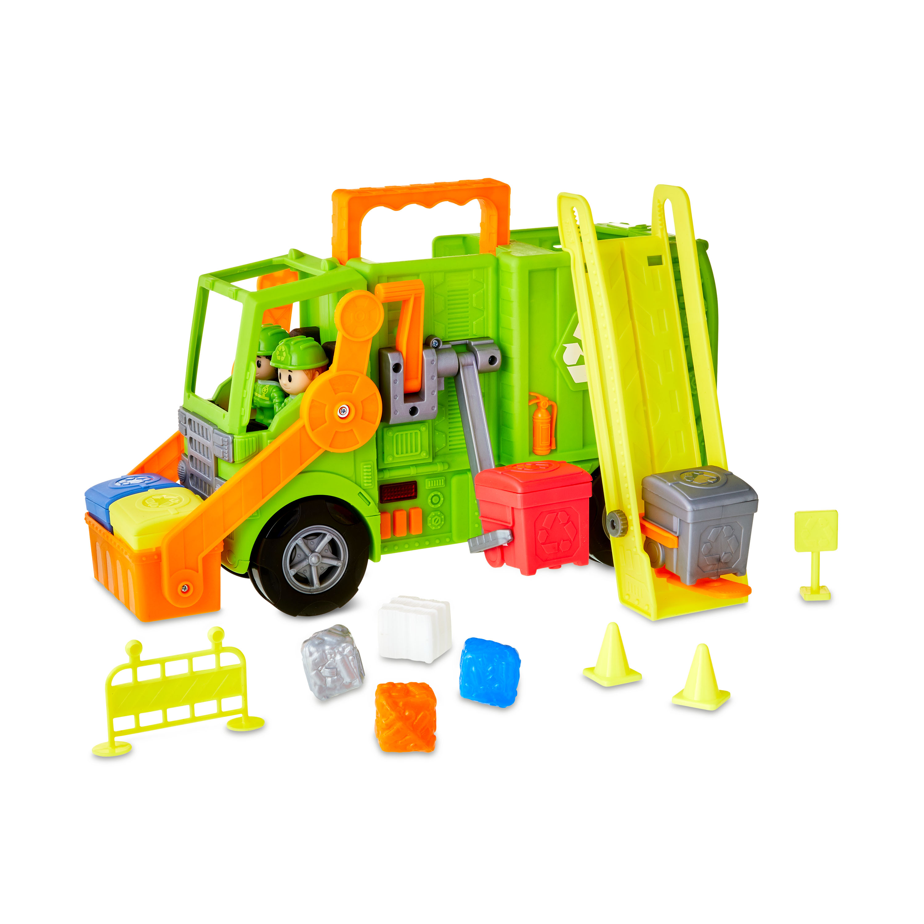 Kid Connection Recycling Truck Play Set with Lights and Sounds, 16 Pieces, Toddler Toy Ages 3+ Kid Connection