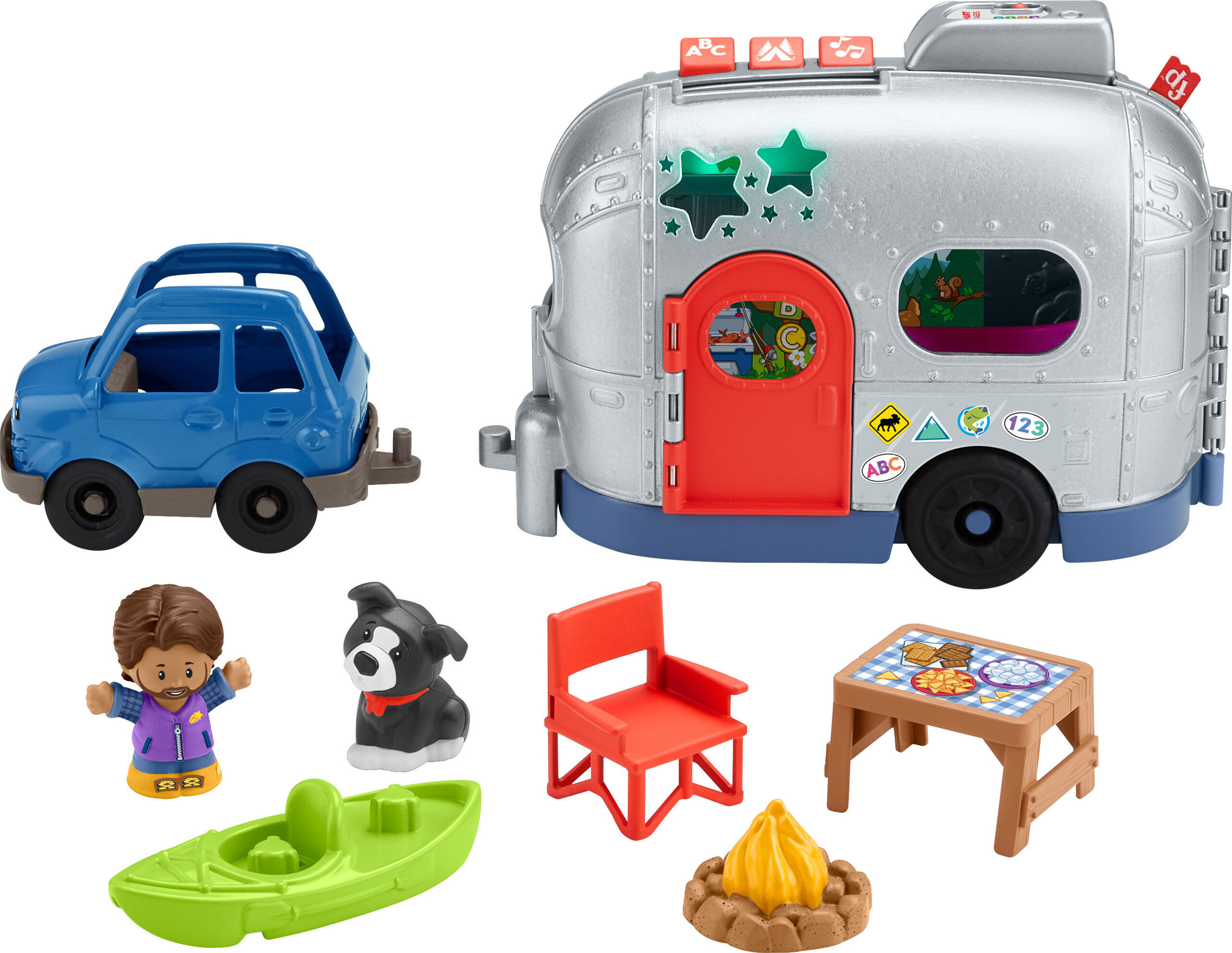 Fisher-Price Little People Light-up Learning Camper Electronic Toy RV Vehicle Playset for Toddlers Little People