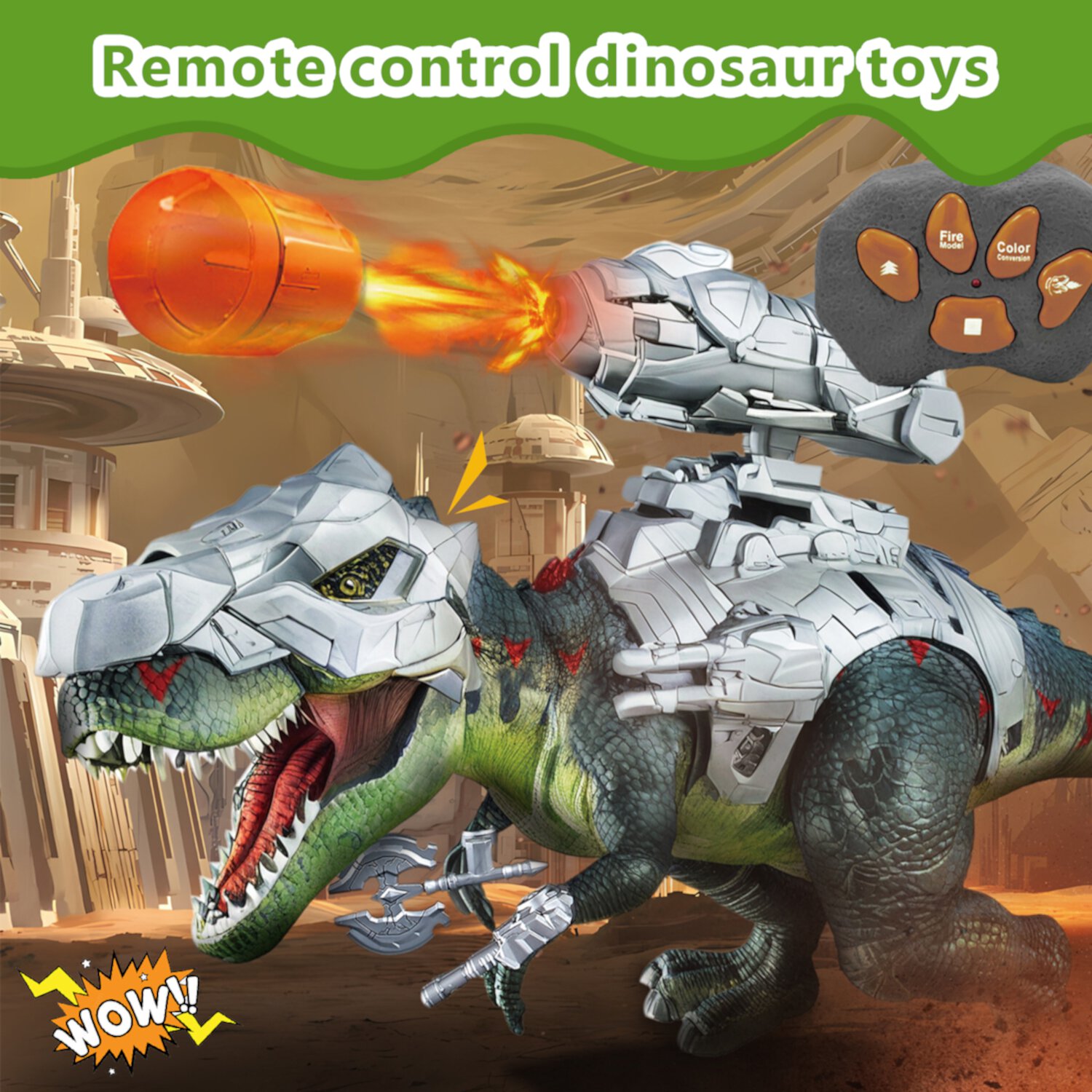 Remote Dinosaur Toys for Kids Age 5-12,Electronic Walking Dinosaur Toy with Spray & Colored Light & Roar,Wear Mechs & Weapons,Walking T-Rex Toys Birthday Gifts for Kids Yuanjian