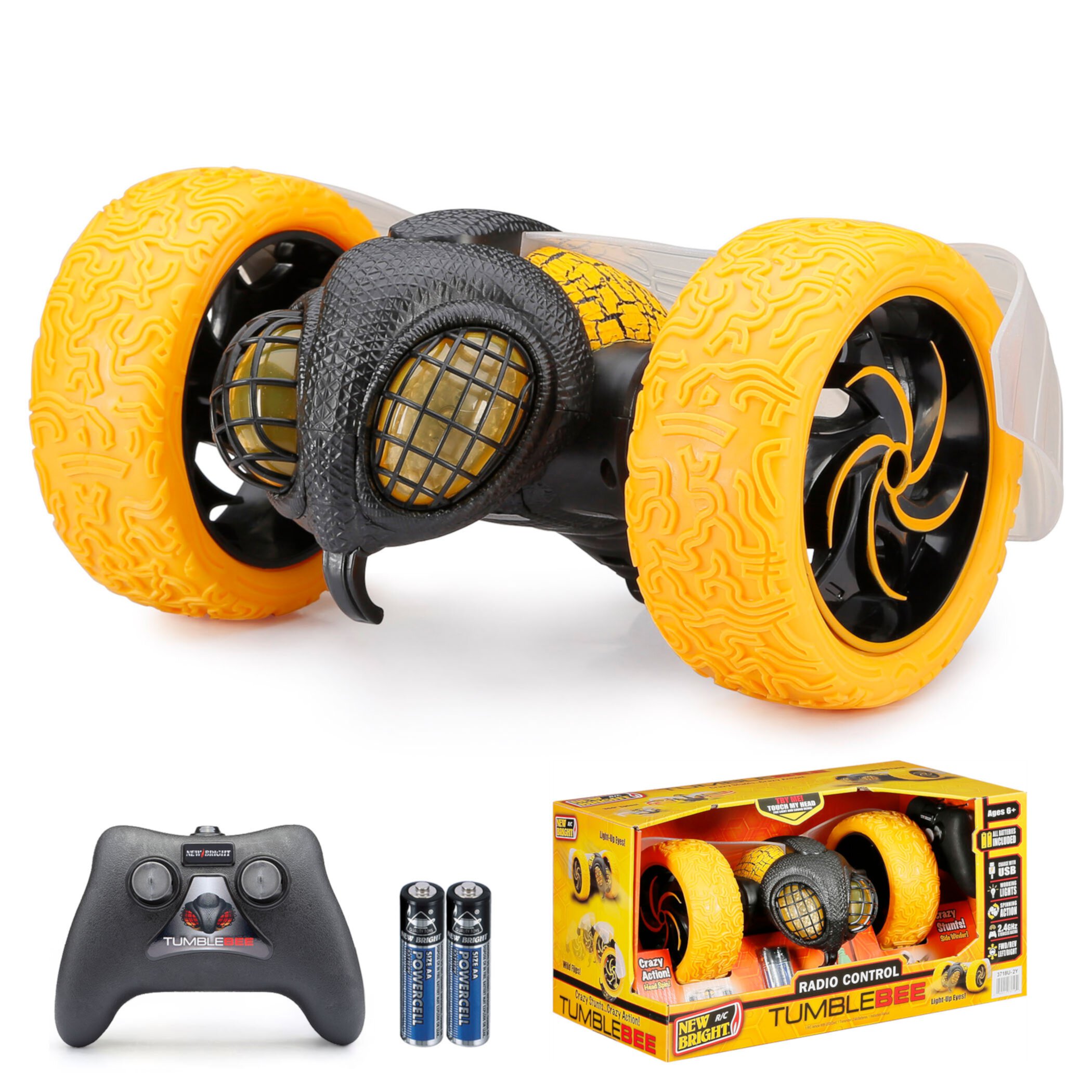 New Bright Stunt 10 inch Tumblebee Battery Remote Control Toy, Yellow 3718U-2Y Child, Teen New Bright