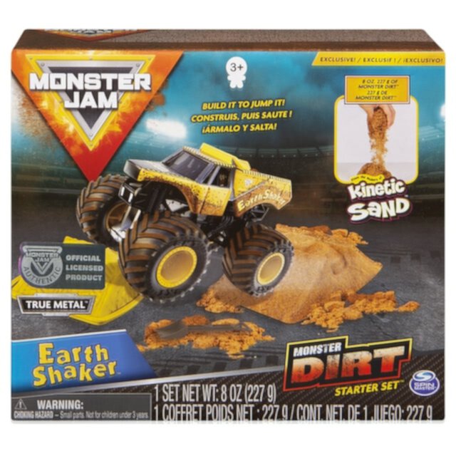 Monster Jam Megalodon Monster Dirt Starter Set Featuring 8oz of Monster Dirt and Official 1:64 Scale Die Cast Monster Jam Truck Play Vehicle Monster Jam