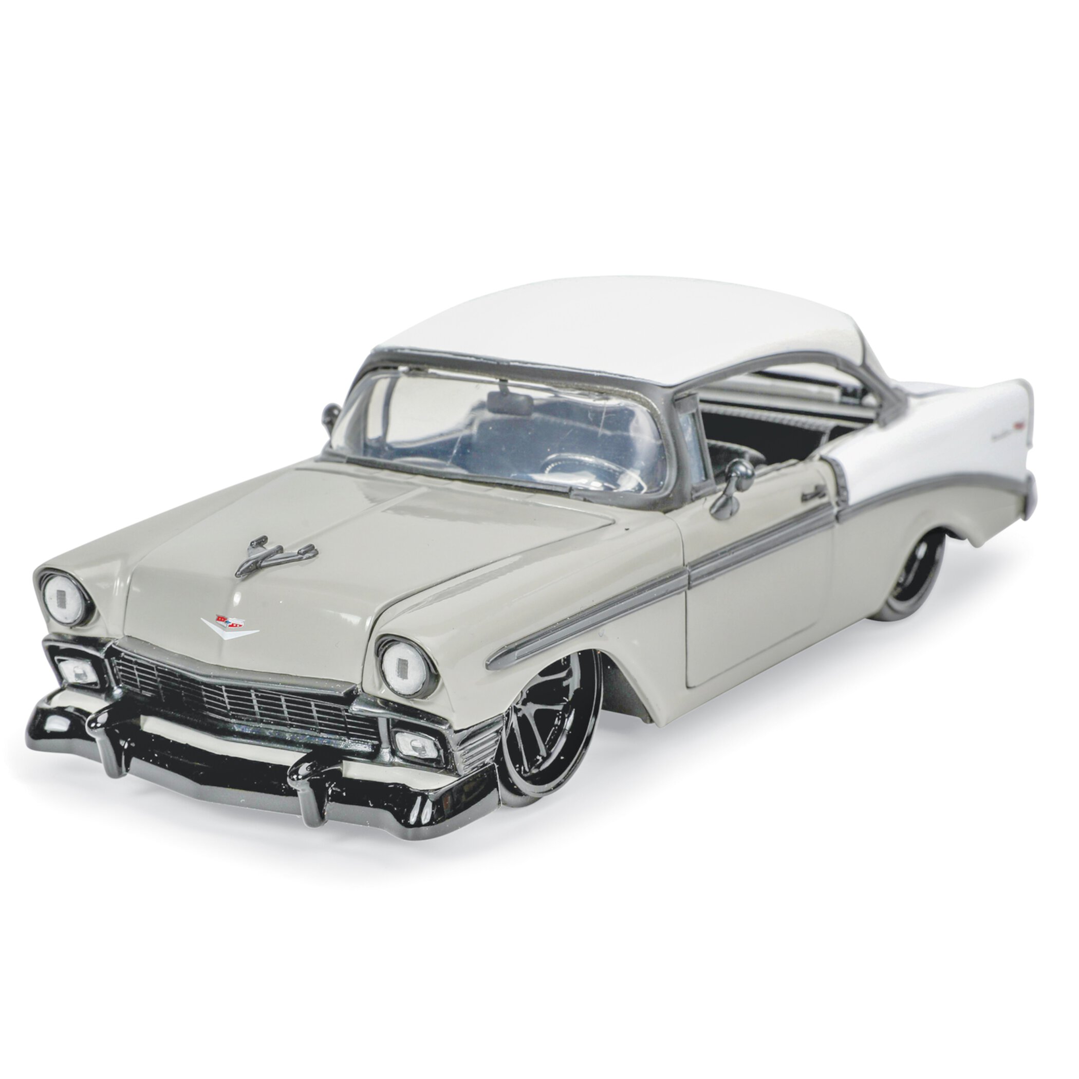 Jada Toys 1:24 Big Time Muscle 1956 Chevy Bel Air Car Play Vehículo (Gris) Collections Etc