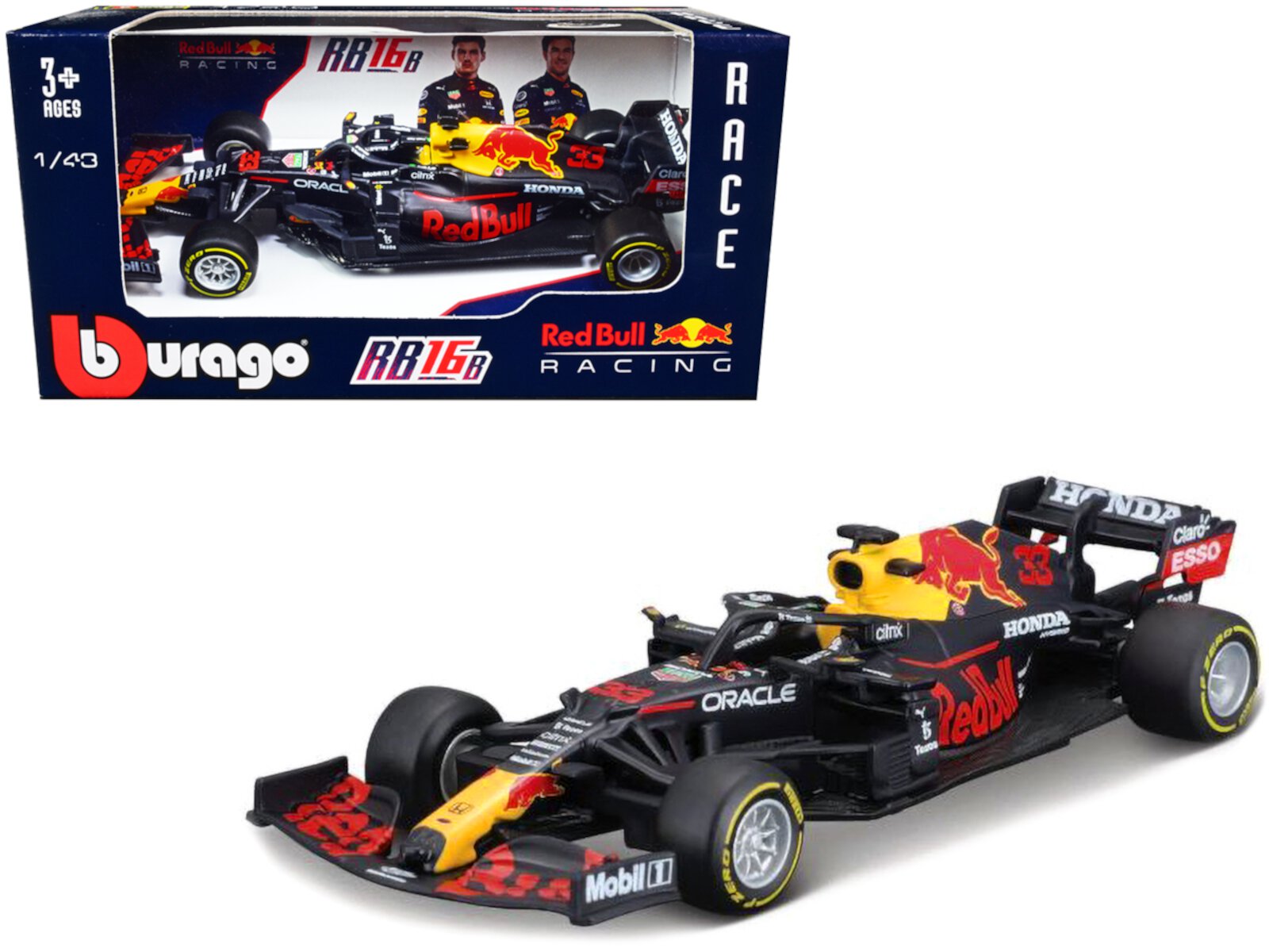 Honda RB16B 33 Max Verstappen Formula One F1 Red Bull Racing (2021) 1/43 Modelo de Coche Fundido a Presión por Bburago Bburago